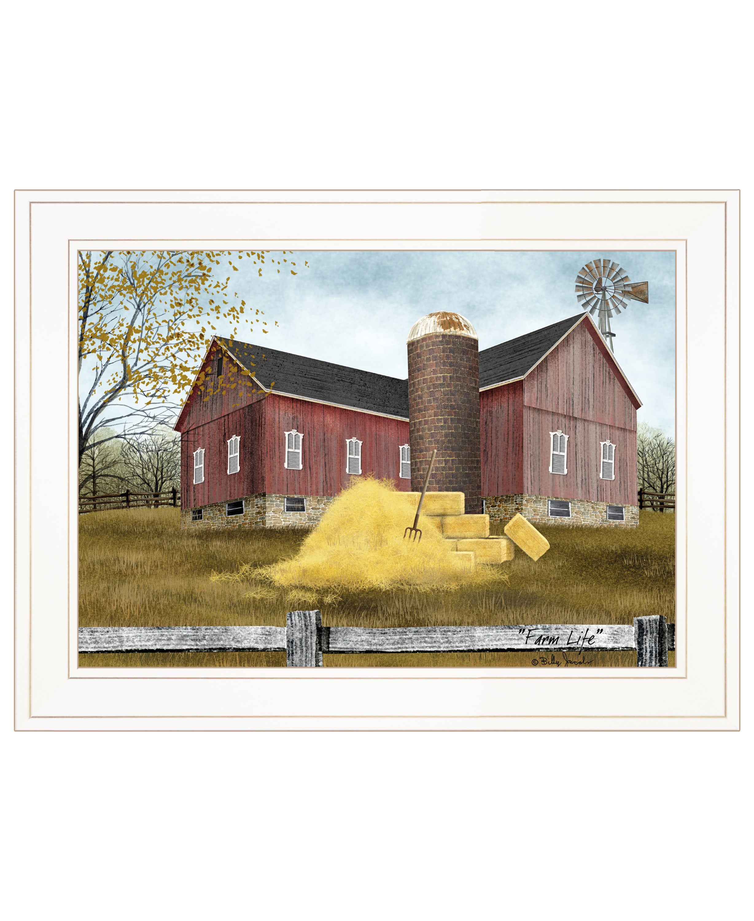 "Farm Life" by Billy Jacobs, Ready to Hang Framed Print, White Frame