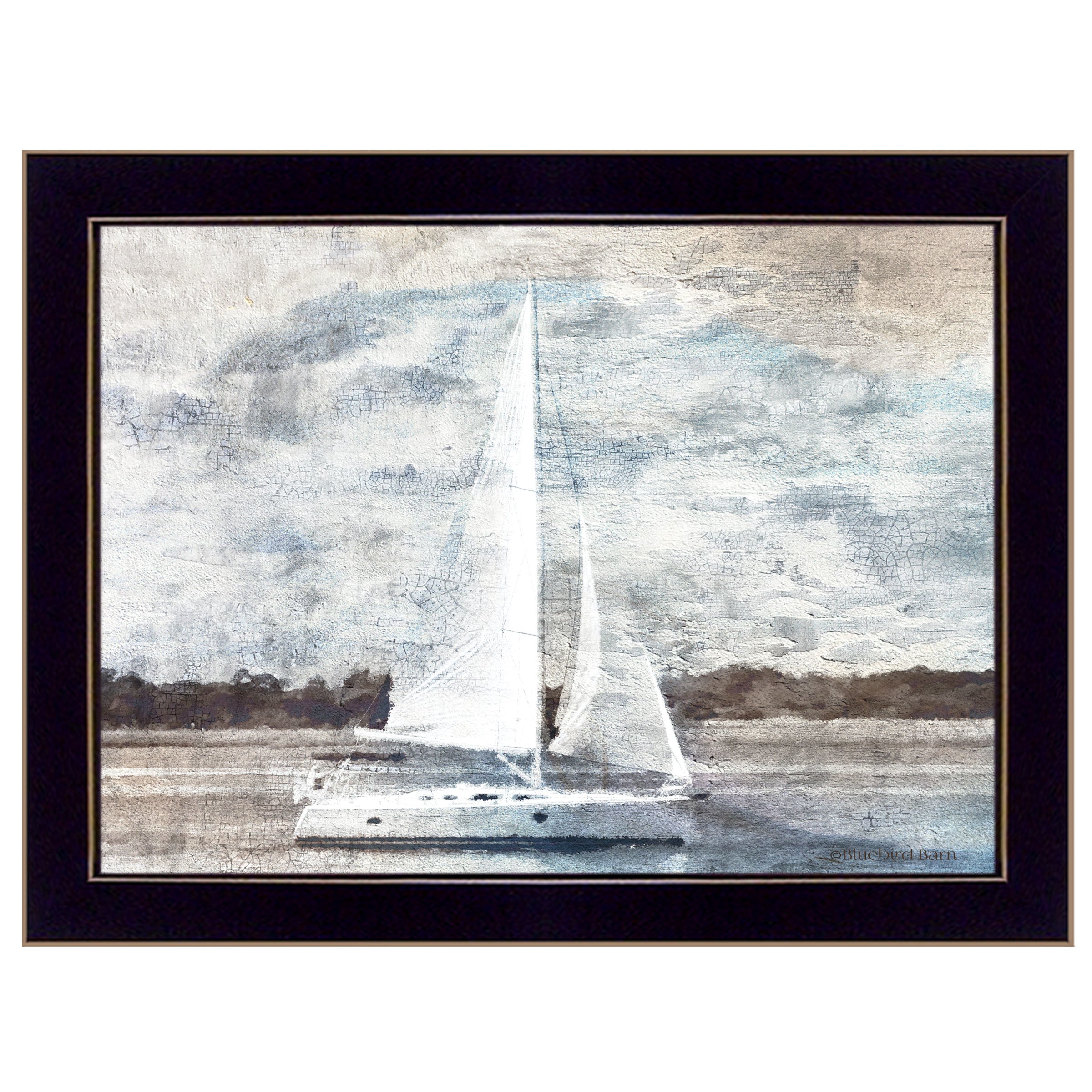 "Sailboat on Water" By Bluebird Barn, Ready to Hang Framed Print, Black Frame