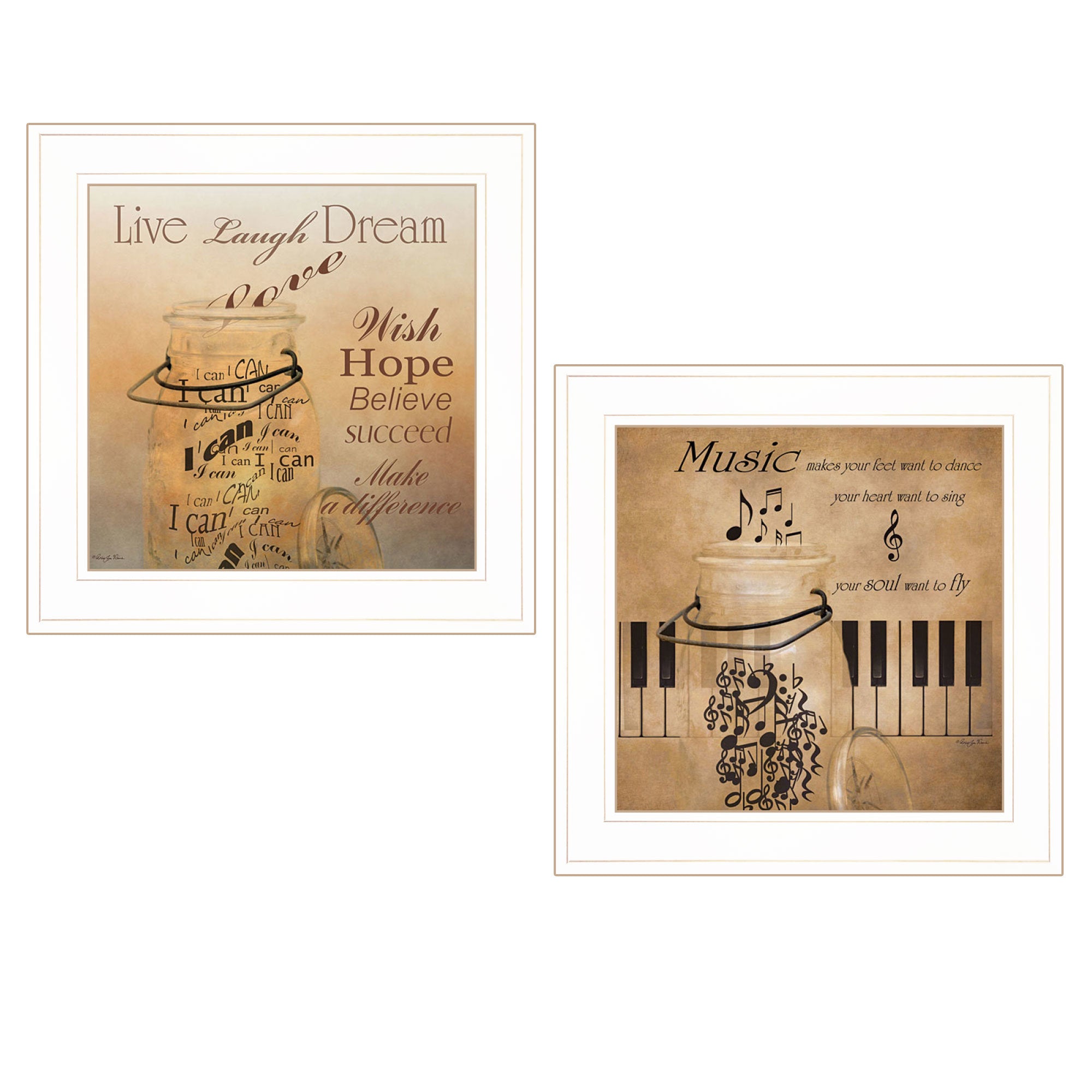 "Music Collection" 2-Piece Vignette By Robin-Lee Vieira, White Frame