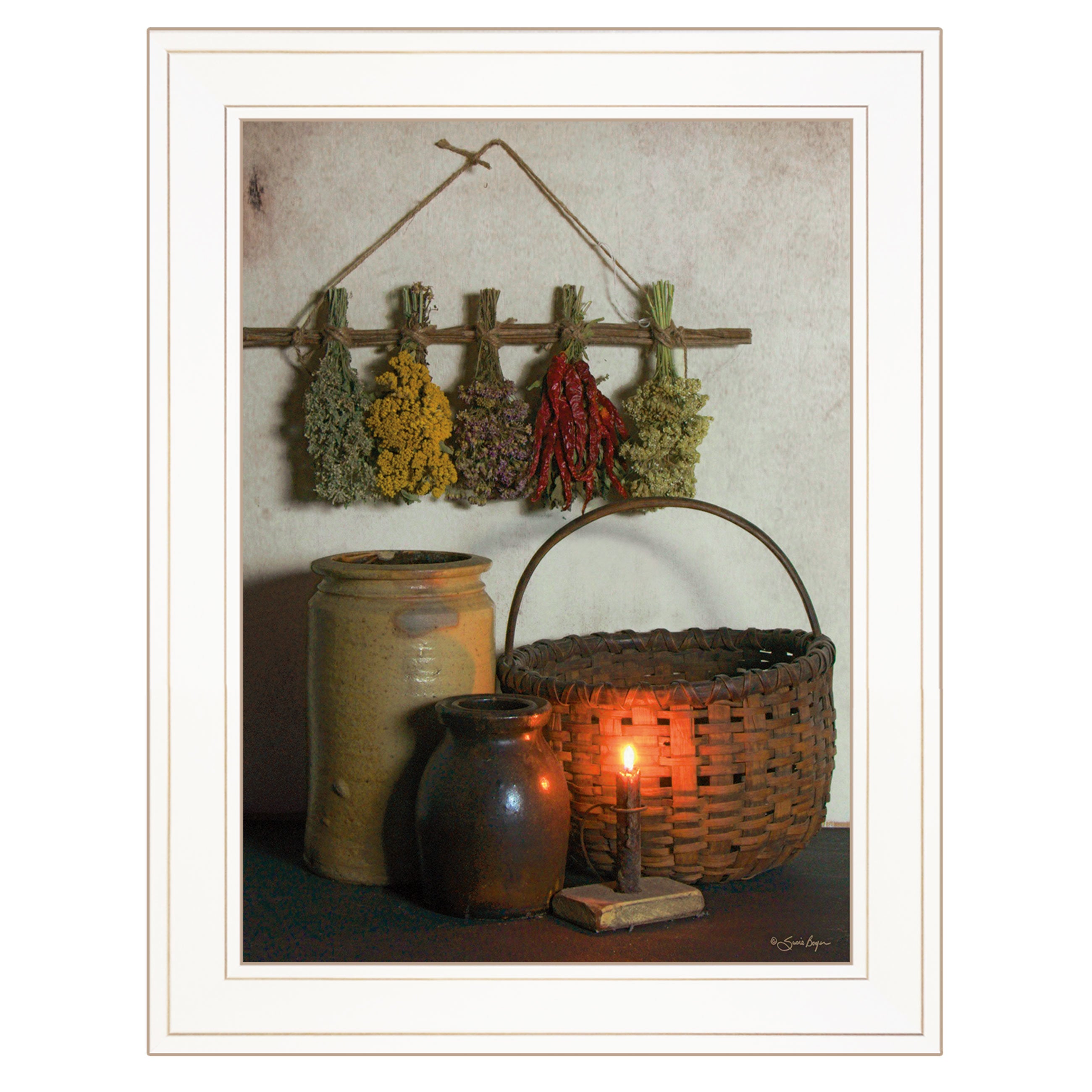 "Dried Flower" By Susie Boyer, Ready to Hang Framed Print, White Frame