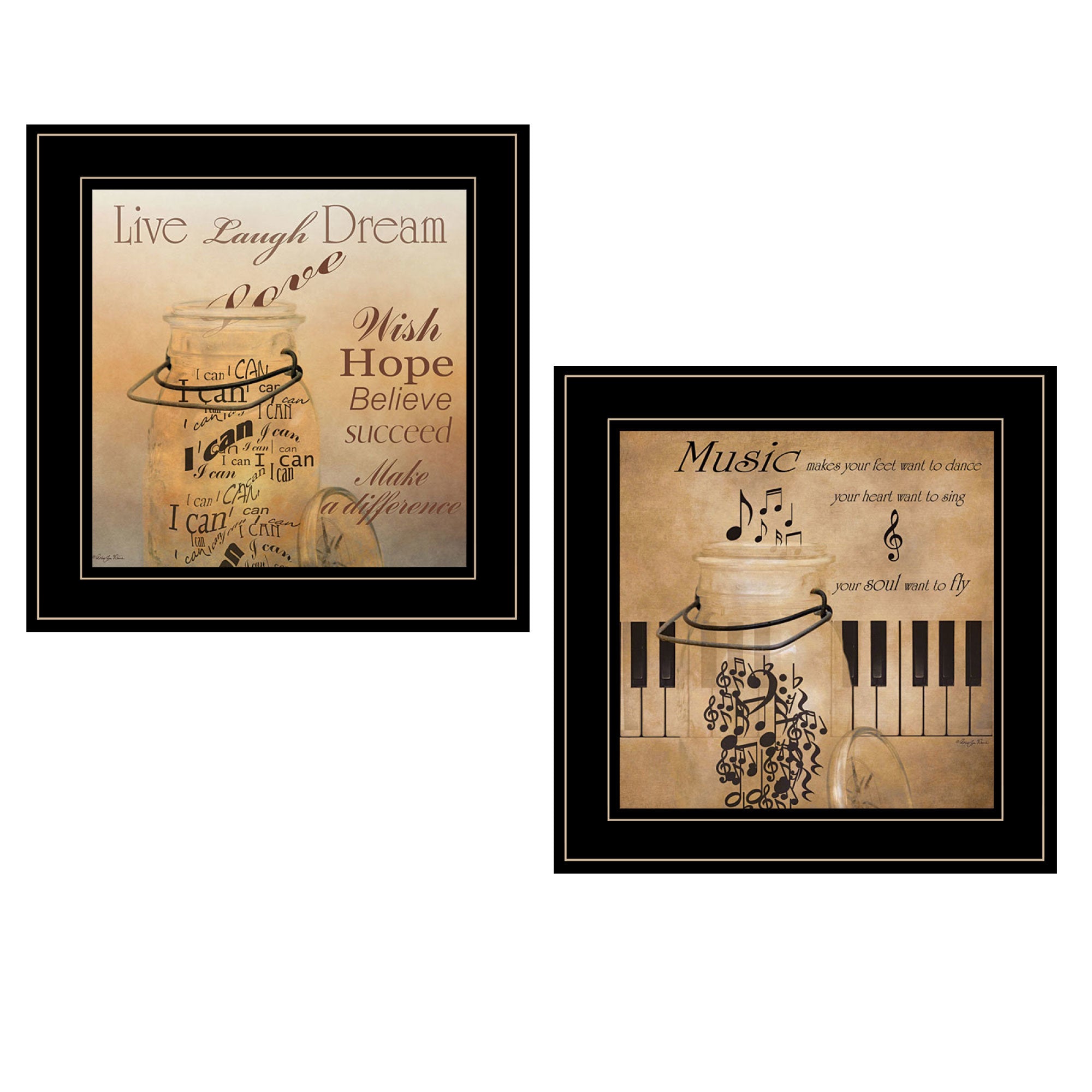 "Music Collection" 2-Piece Vignette By Robin-Lee Vieira, Black Frame