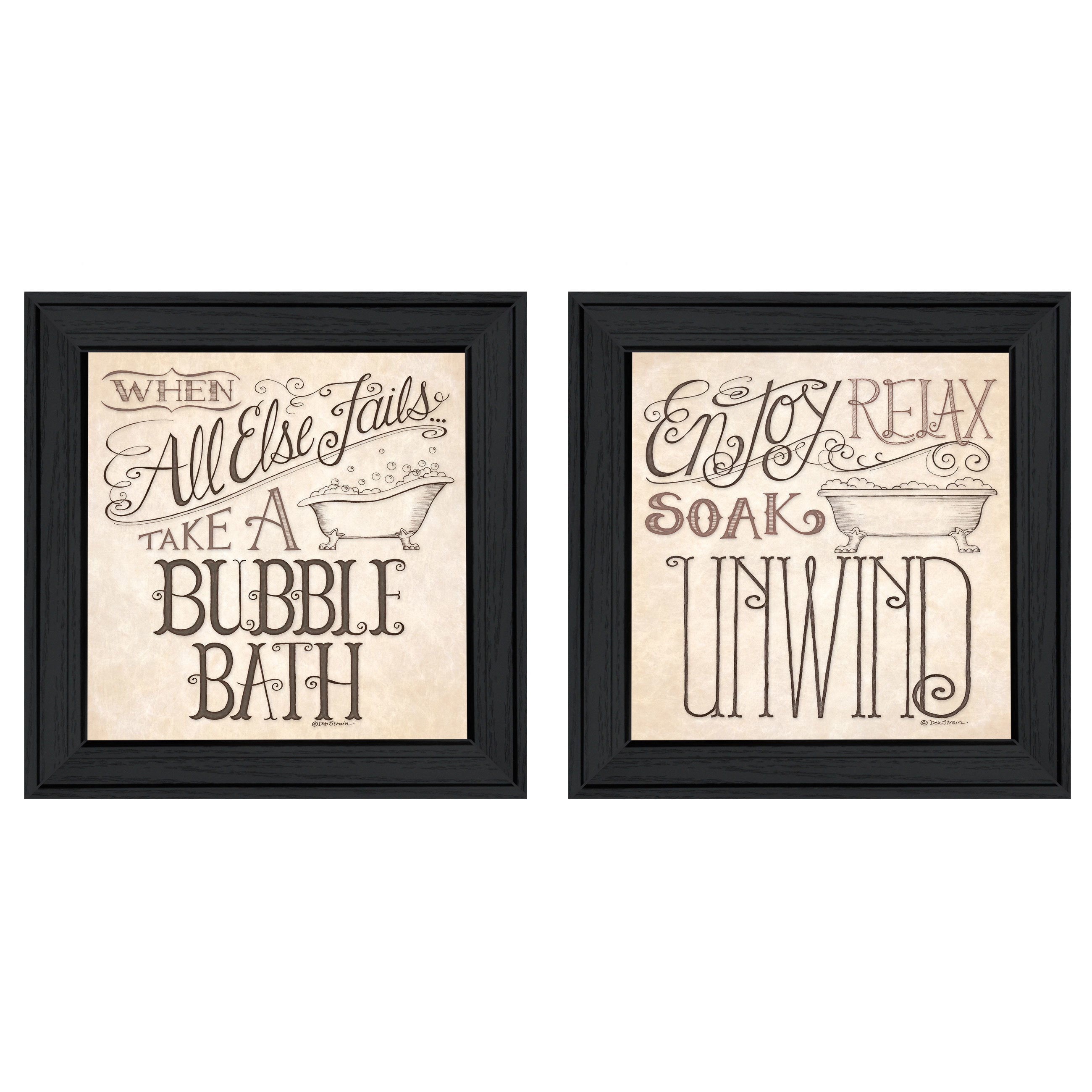 "Soak & Unwind" 2-Piece Vignette By Deb Strain, Black Frame