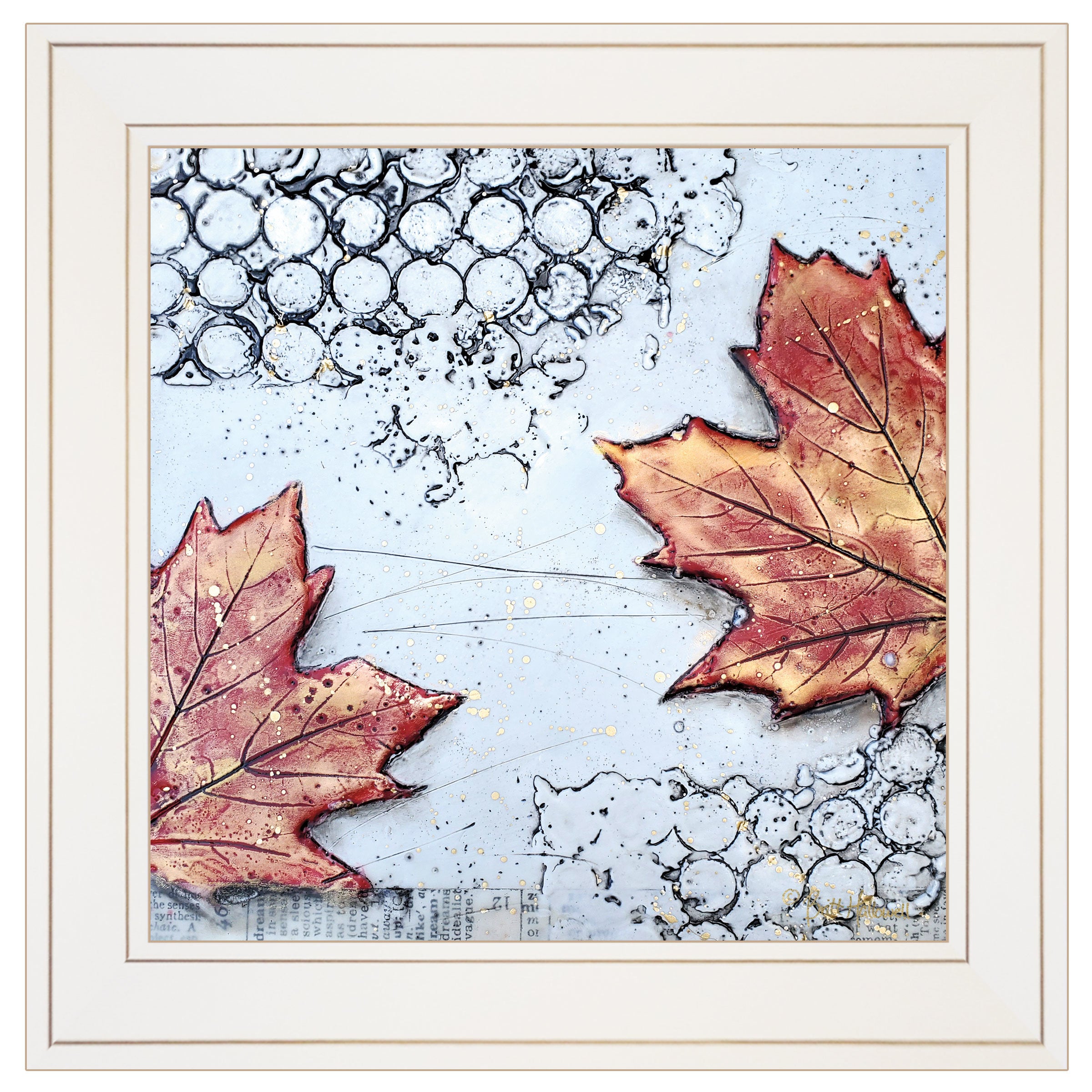 "Channeling Fall 3" By Britt Hallowell, Ready to Hang Framed Print, White Frame