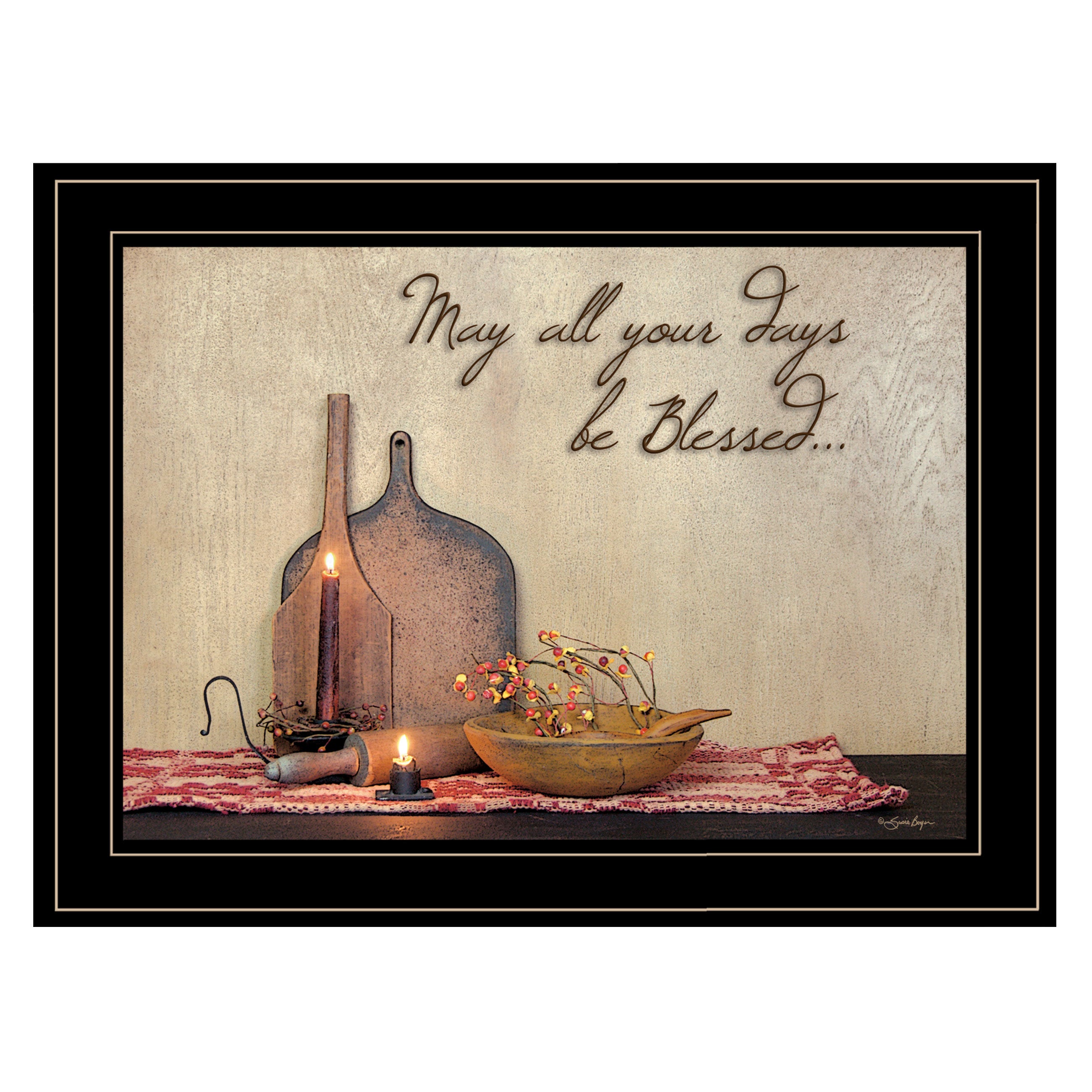 "May All Your Days be Blessed Collection" By Susie Boyer, Ready to Hang Framed Print, Black Frame
