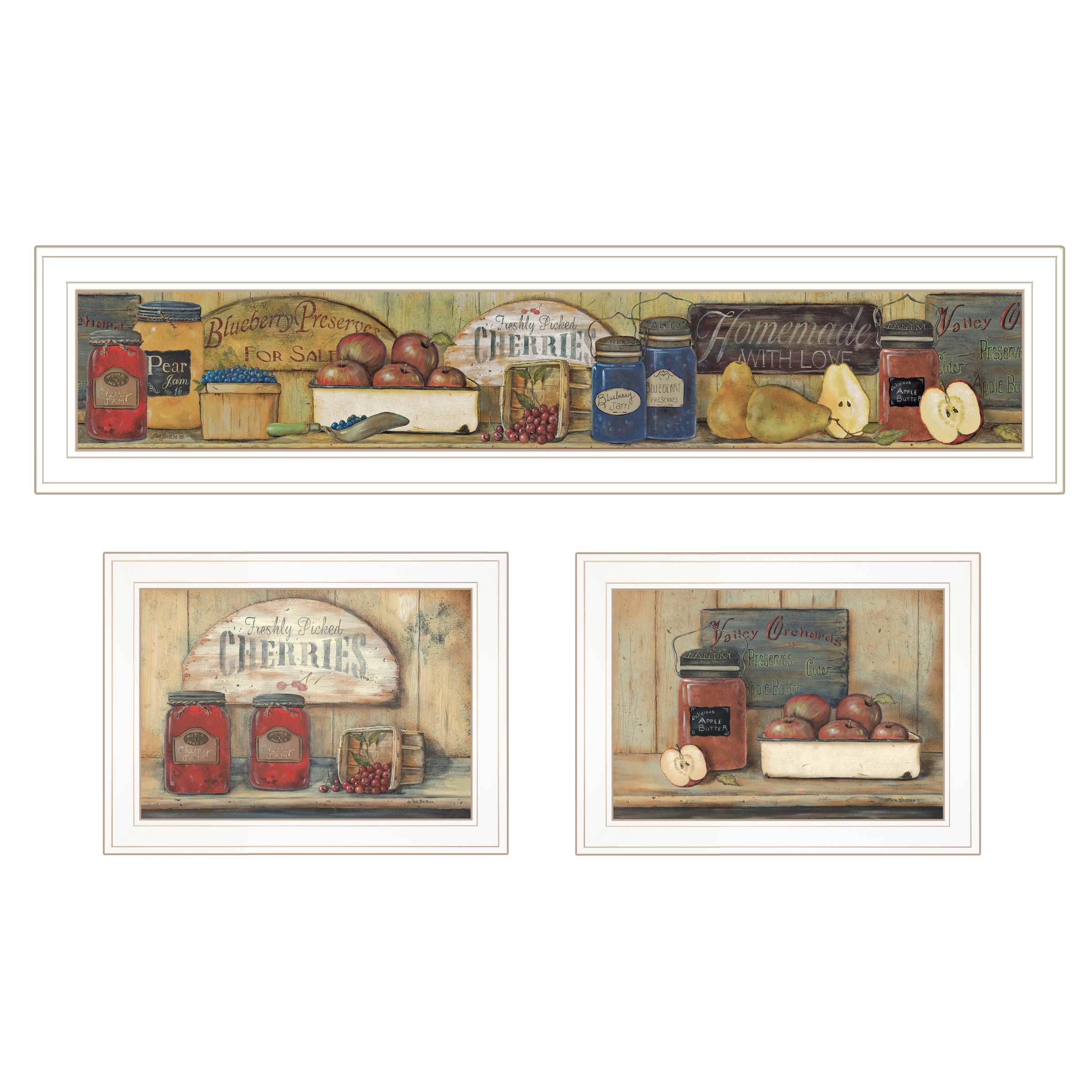 "Country Kitchen" 3-Piece Vignette By Pam Britton, White Frame