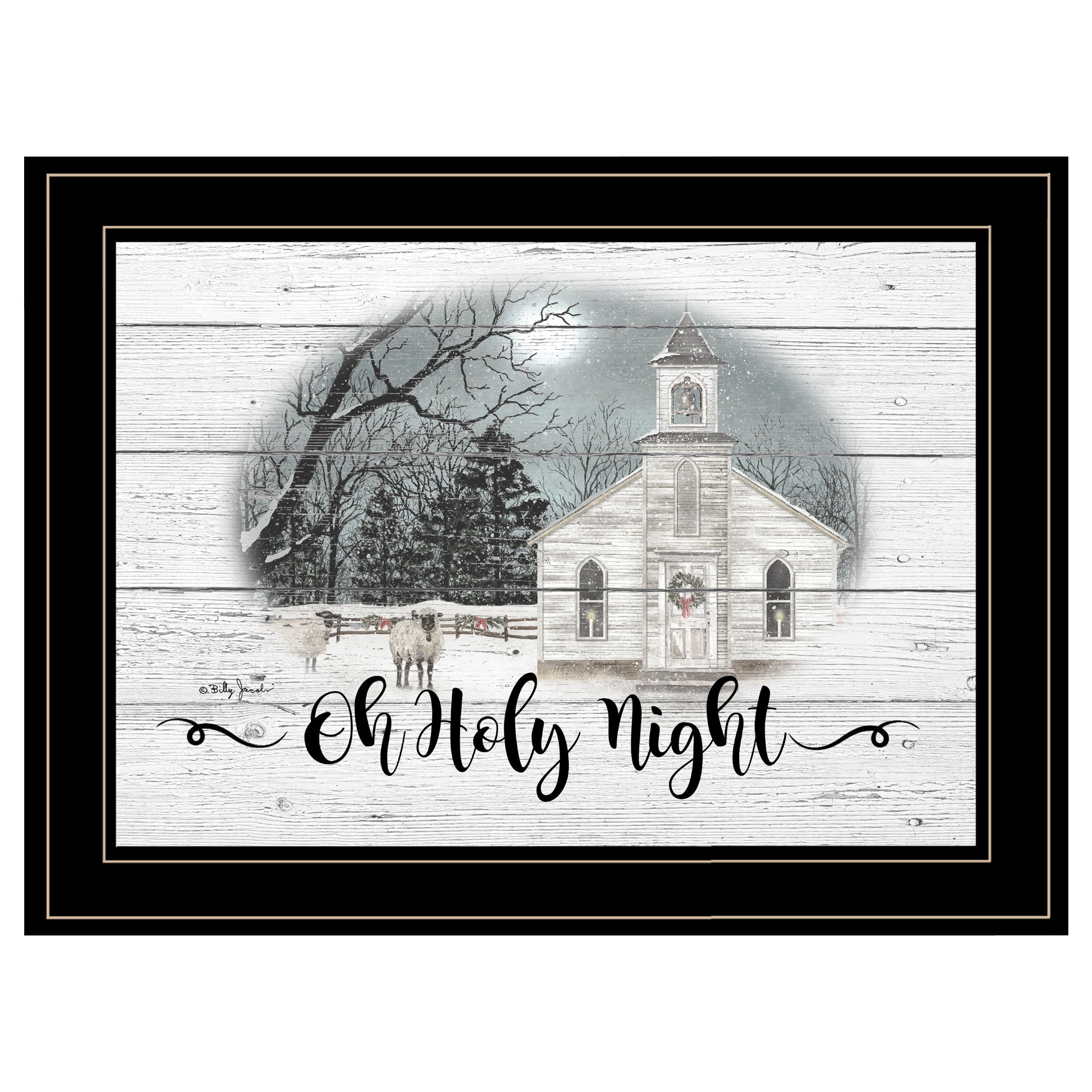 "OH HOLY Night" By Billy Jacobs, Ready to Hang Framed Print, Black Frame