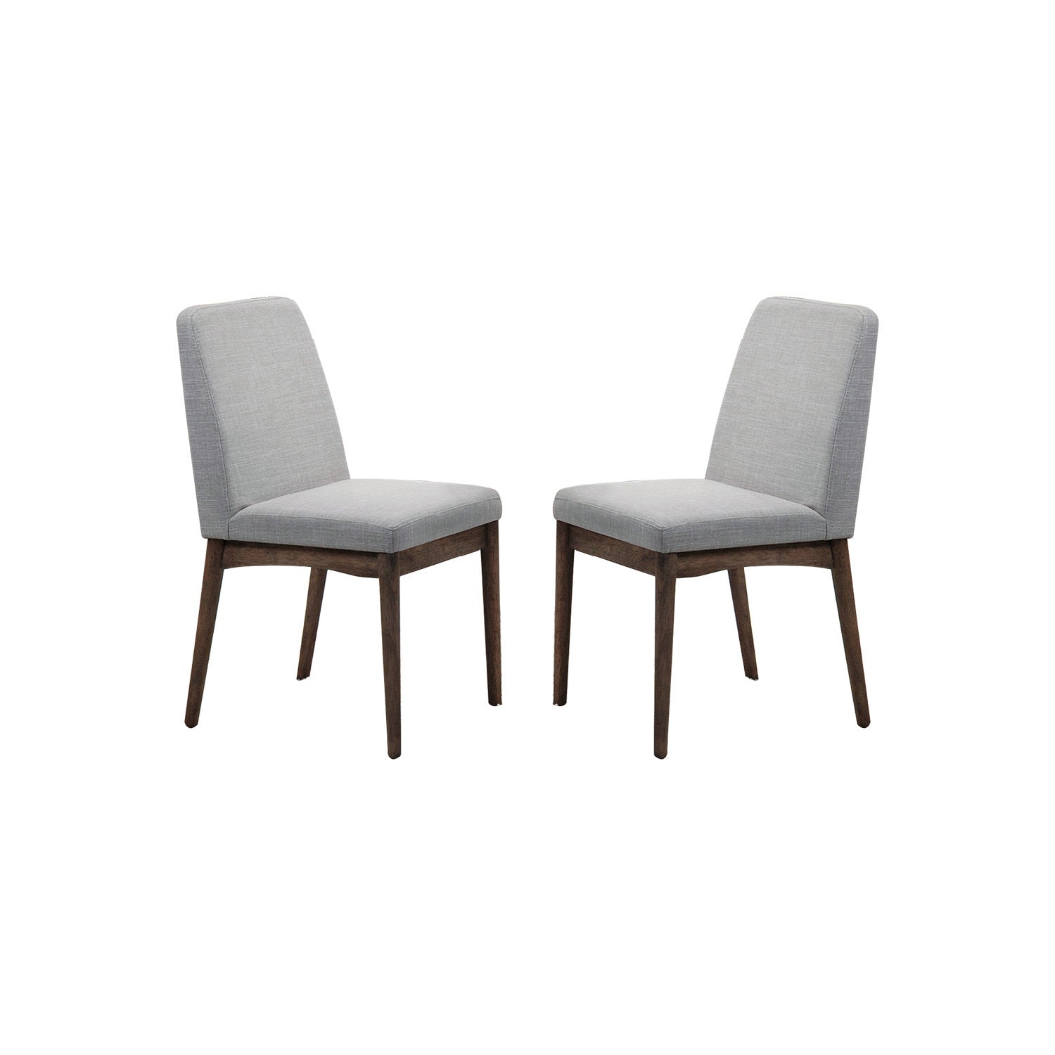 Grey Fabric Upholstered Dining Chair, Brown(Set of 2)
