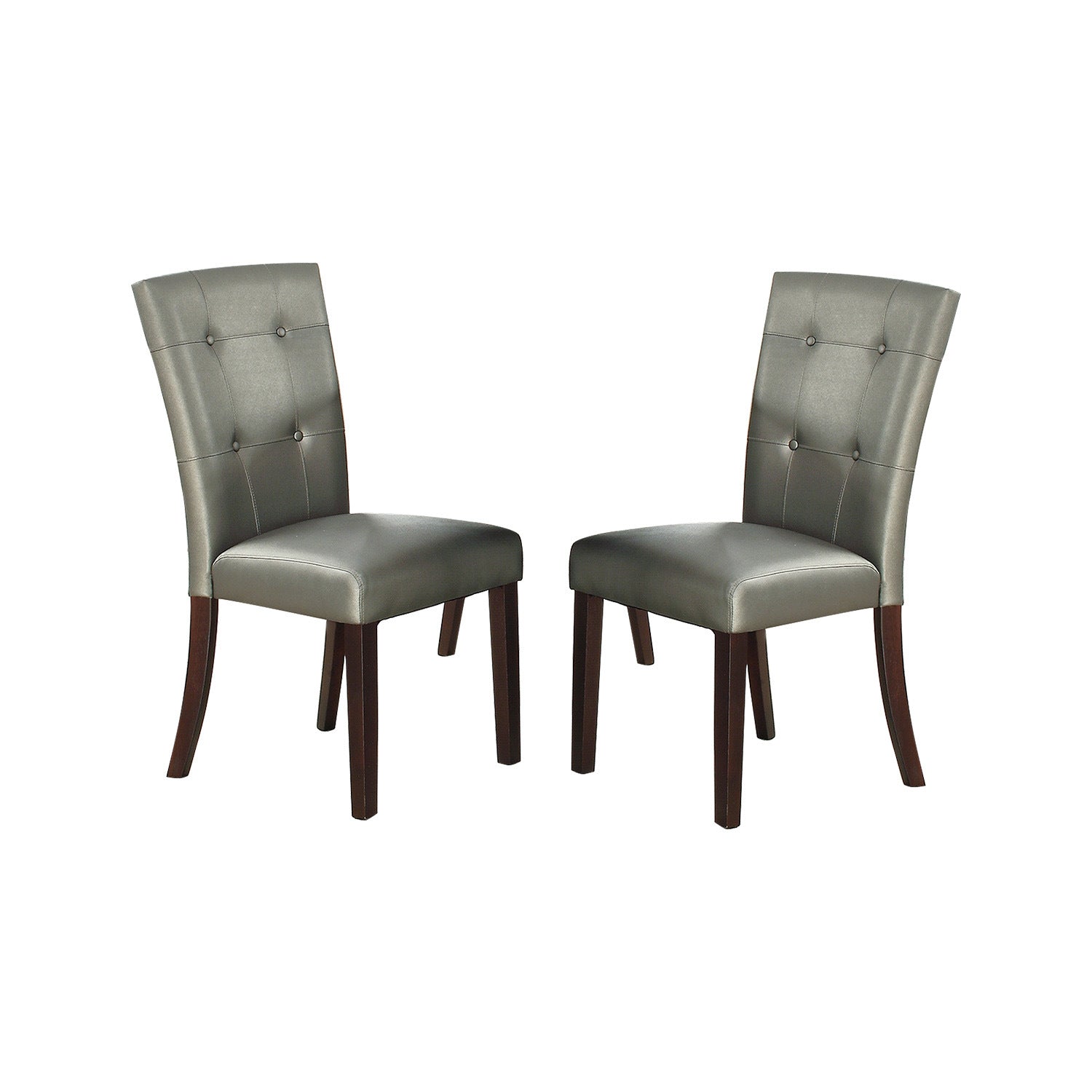 Leather Upholstered Dining Chair, Silver(Set of 2)