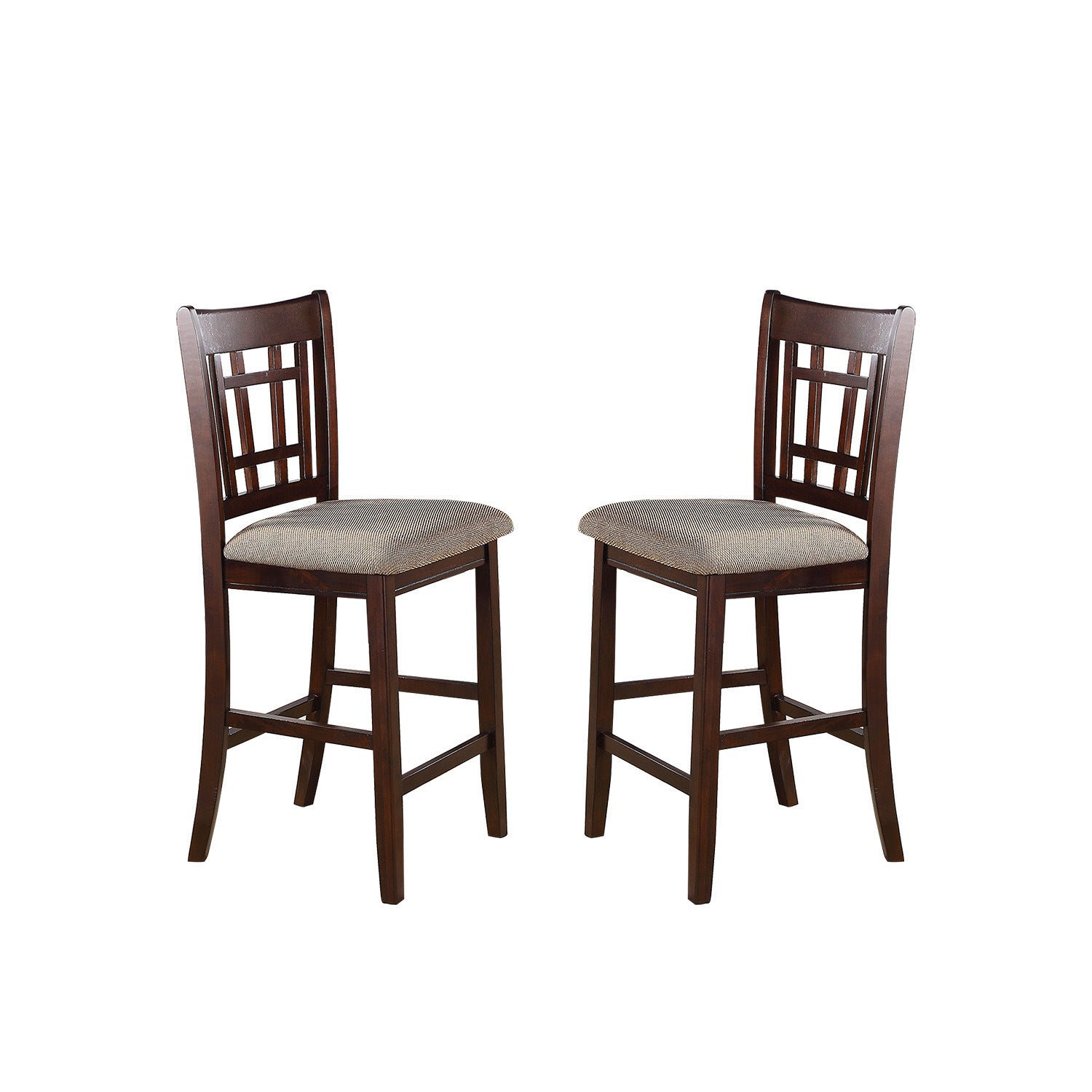 Neena Height Chair with Beige Upholstered Seat, Set of 2, Brown