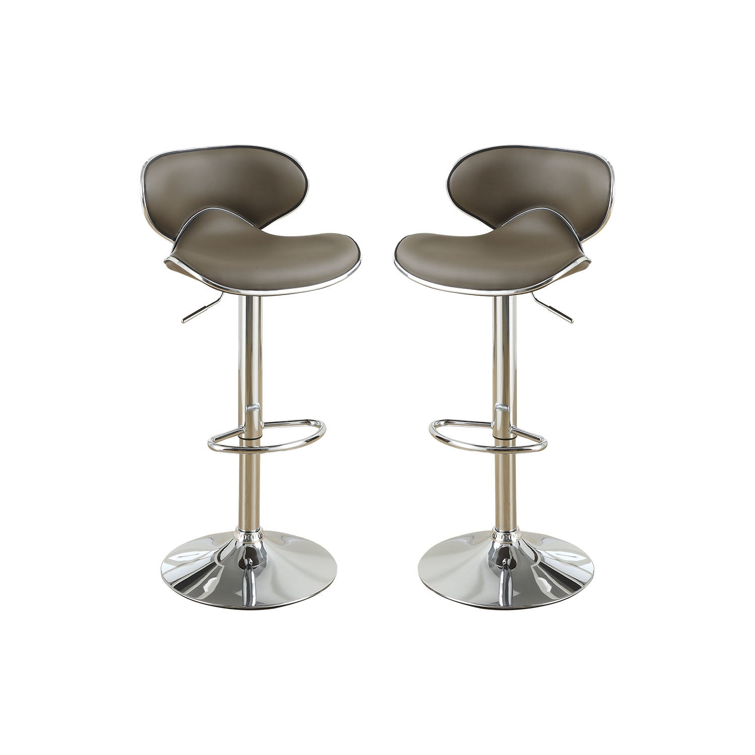Adjustable Espresso Faux Leather Bar Stools, Set of 2