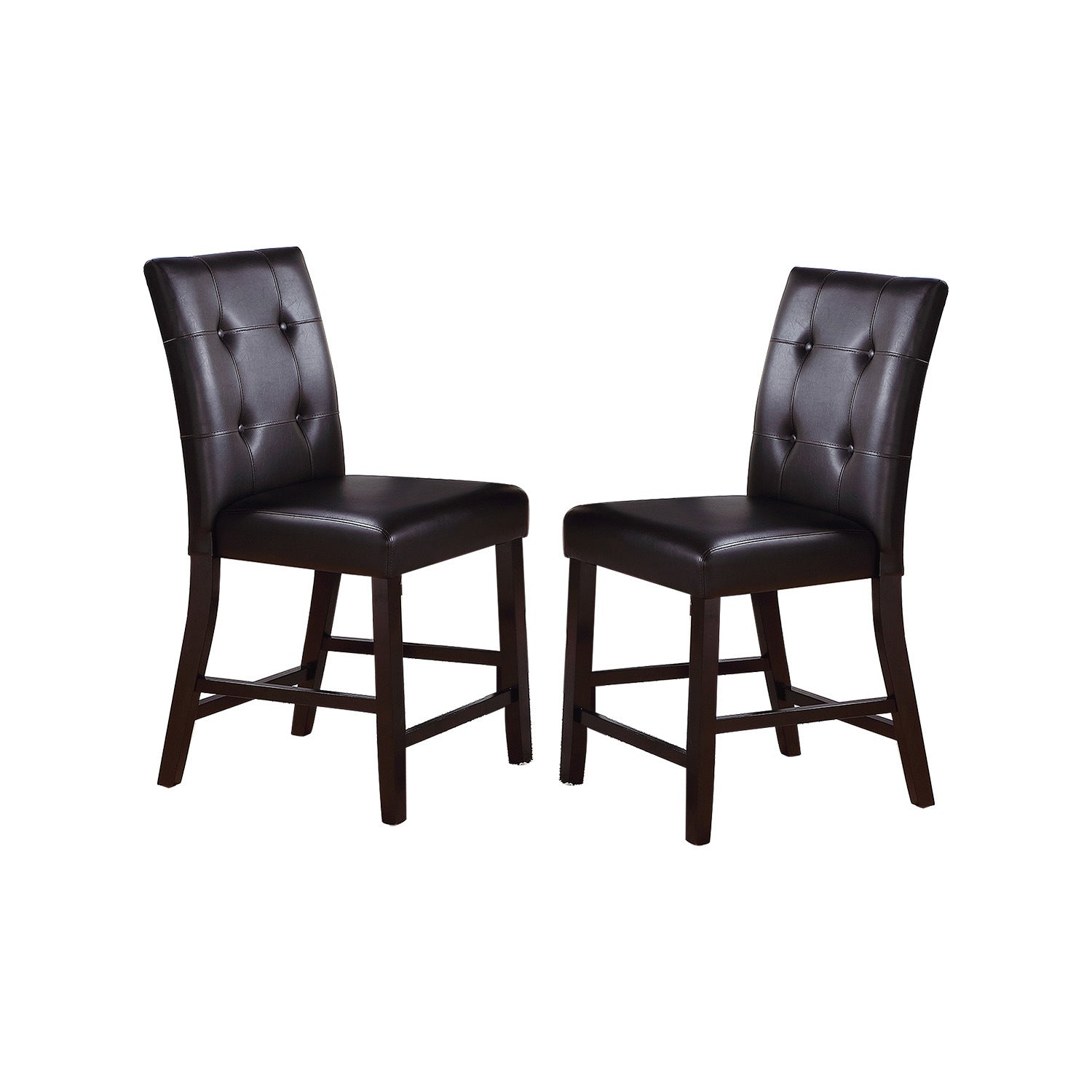 Leroux Upholstered Counter Height Chairs in Espresso Finish, Set of 2