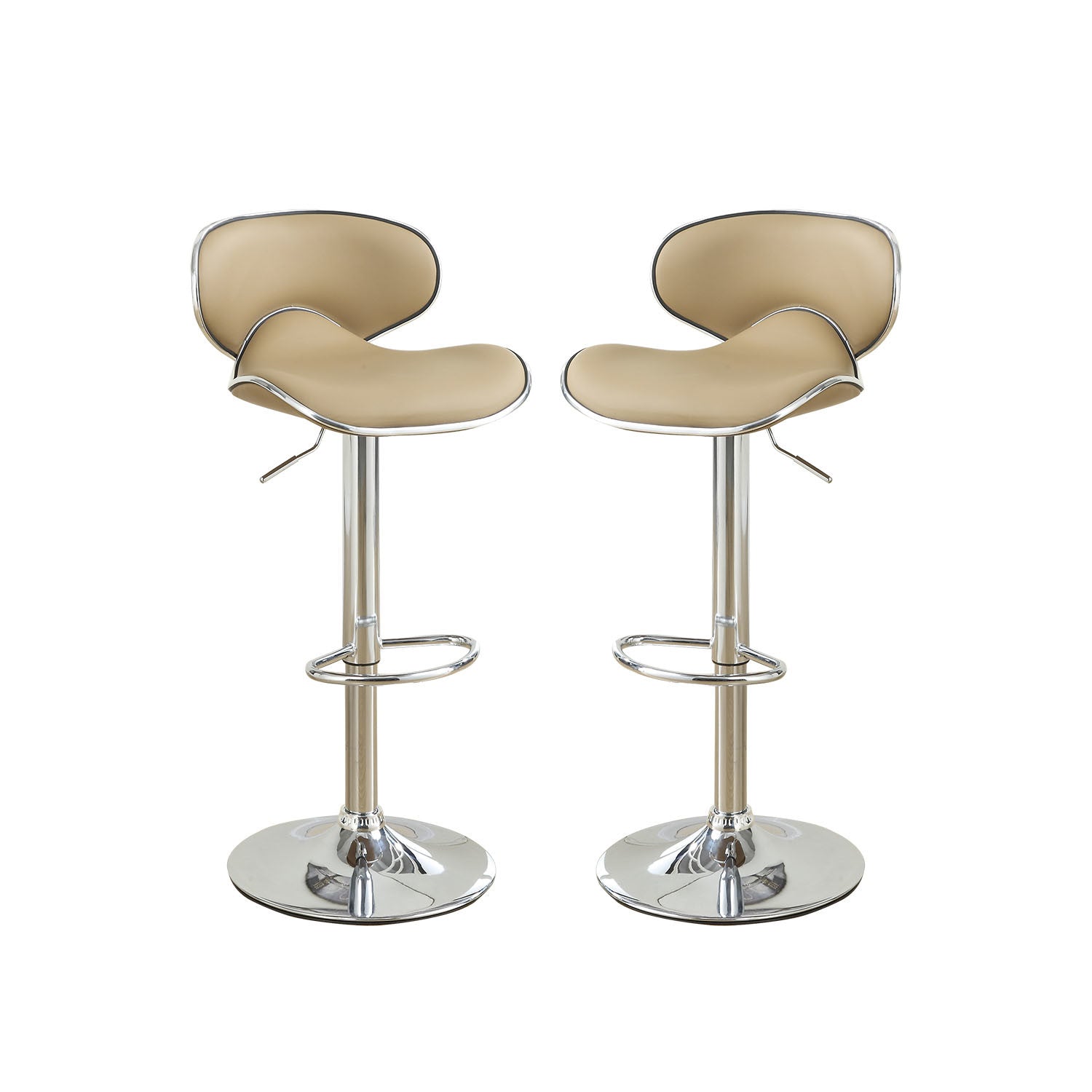 Adjustable Brown Faux Leather Bar Stools, Set of 2