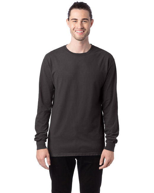Unisex Garment-Dyed Long-Sleeve T-Shirt - BLACK - S