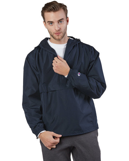 Adult Packable Anorak 1/4 Zip Jacket - BLACK - S