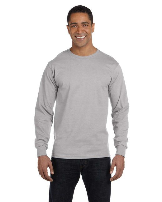 Men's 5.2 oz. ComfortSoft® Cotton Long-Sleeve T-Shirt - WHITE - S
