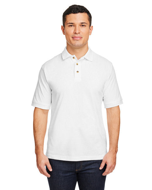 Men's 6 oz. Ringspun Cotton Piqué Short-Sleeve Polo - WHITE - 5XL