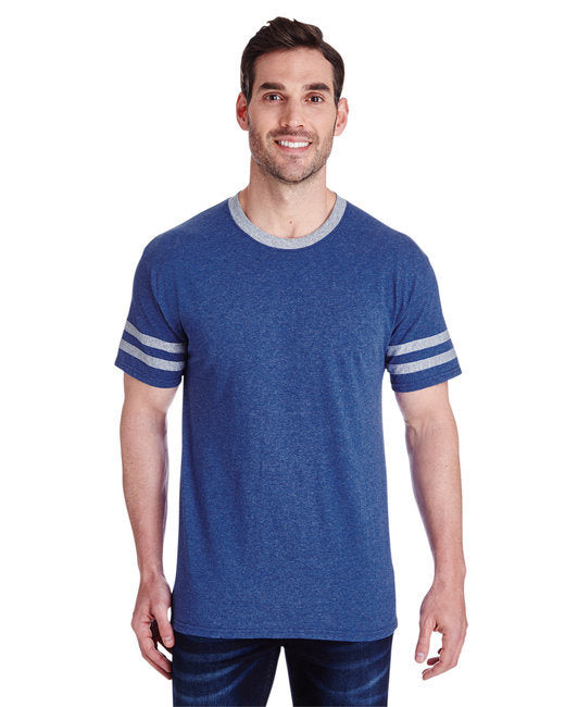 Adult TRI-BLEND Varsity Ringer T-Shirt - TRU BLU HTH/ OXF - XL