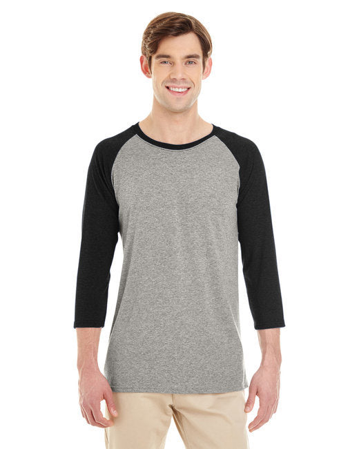 Adult TRI-BLEND Baseball Raglan - OXFRD/ TRU BL HT - XL