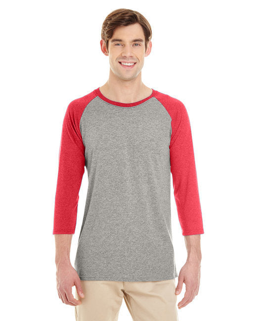 Adult TRI-BLEND Baseball Raglan - OXFRD/ TRU BL HT - XL