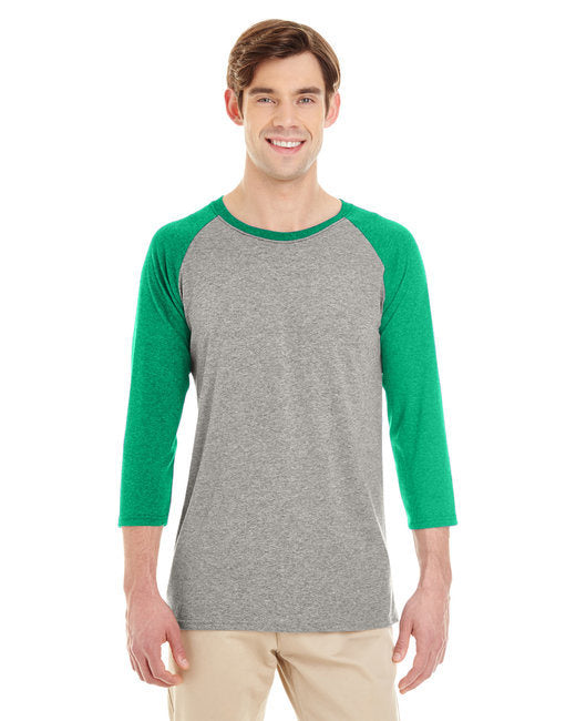 Adult TRI-BLEND Baseball Raglan - OXFRD/ TRU BL HT - XL