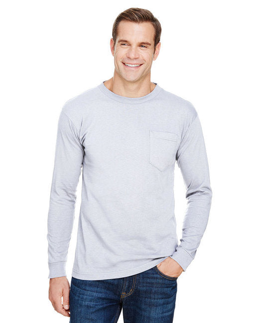 Unisex Union-Made Long-Sleeve Pocket Crew T-Shirt - ASH - S