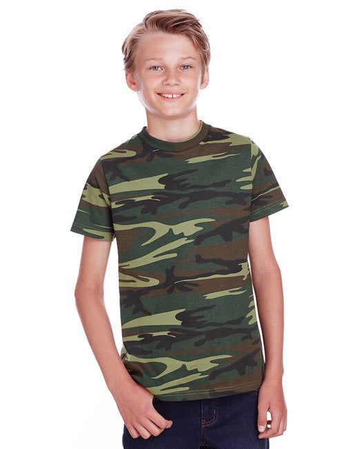 Youth Camo T-Shirt - BLUE WOODLAND - XS