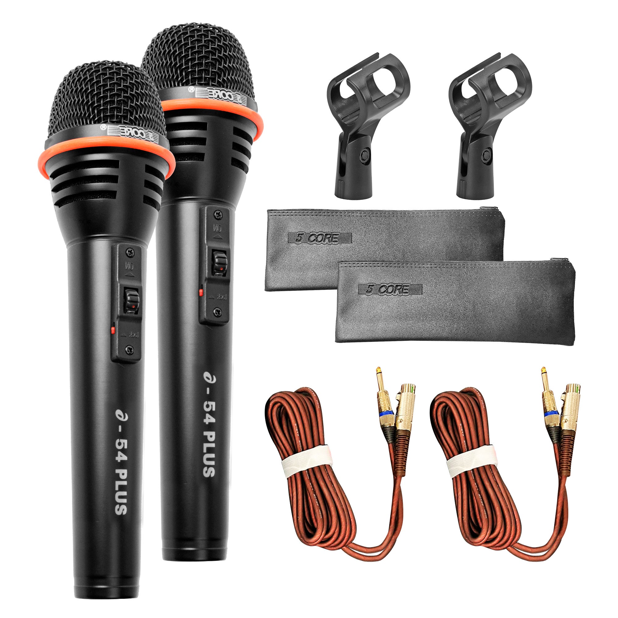 5 Core Handheld Microphone For Singing • Cardioid Omnidirectional Vocal Mic • w ON/Off Switch • Included Detachable XLR Cable + Clip + Bag • for Karaoke Recording Amp Mixer- A-54