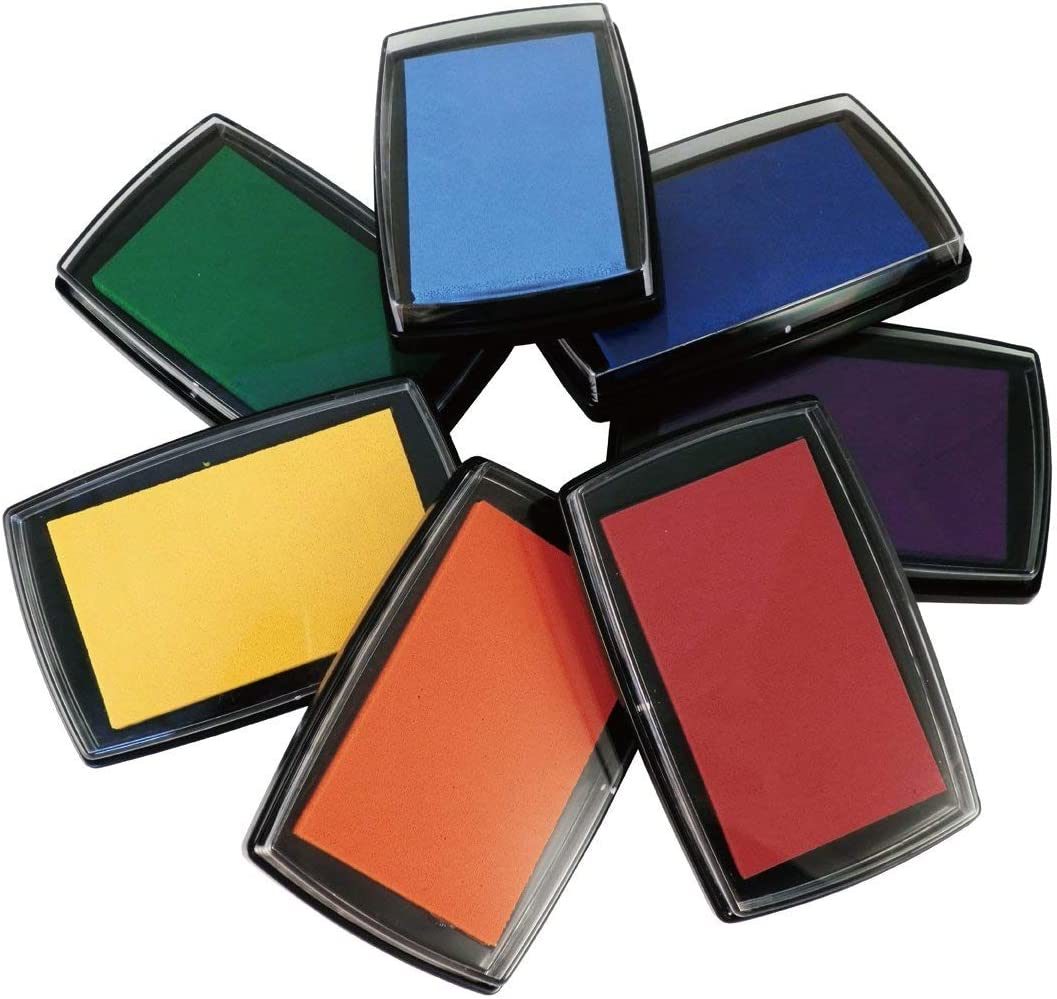 7 Washable Ink Pads for Rubber Stamps; Letter Stamps; Baby Footprint; Fingerprint; Stamp Pads For Kids on Scrapbooking; Card Making Supplies- Large Safe Non-Toxic Ink Pad(7 Pack)
