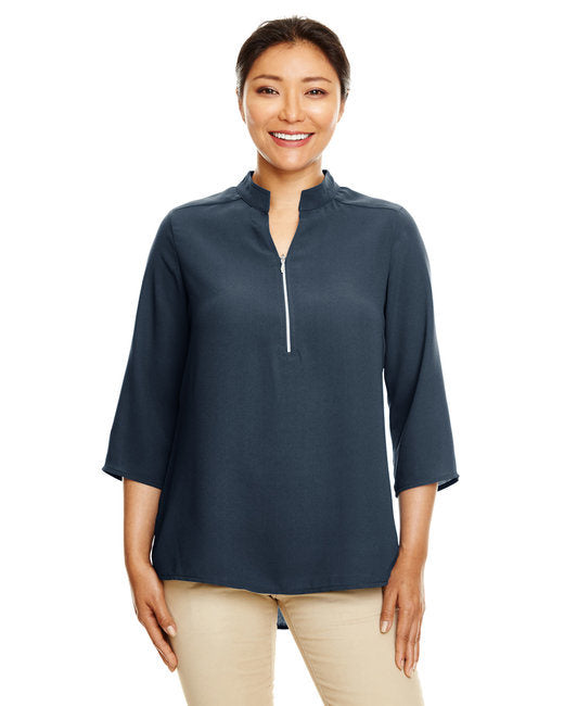 Ladies' Perfect Fit™ 3/4-Sleeve Crepe Tunic - BLACK - XS