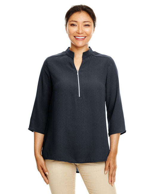 Ladies' Perfect Fit™ 3/4-Sleeve Crepe Tunic - BLACK - XS