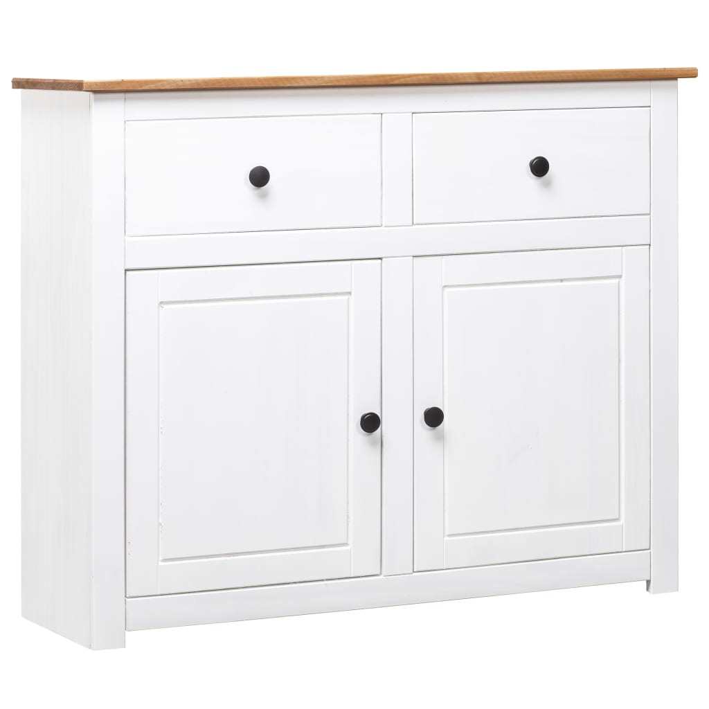 Sideboard White 36.6"x15.7"x31.5" Solid Pinewood Panama Range