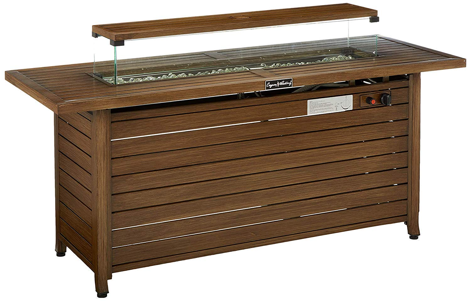 57 in Propane Fire Pit Table, 50000BTU, Retangular Outdoor Gas Fire Pit Table, Firepit Table with Lid & Wind Guard, ETL Certification, for Garden Backyard Deck Patio Camping Party