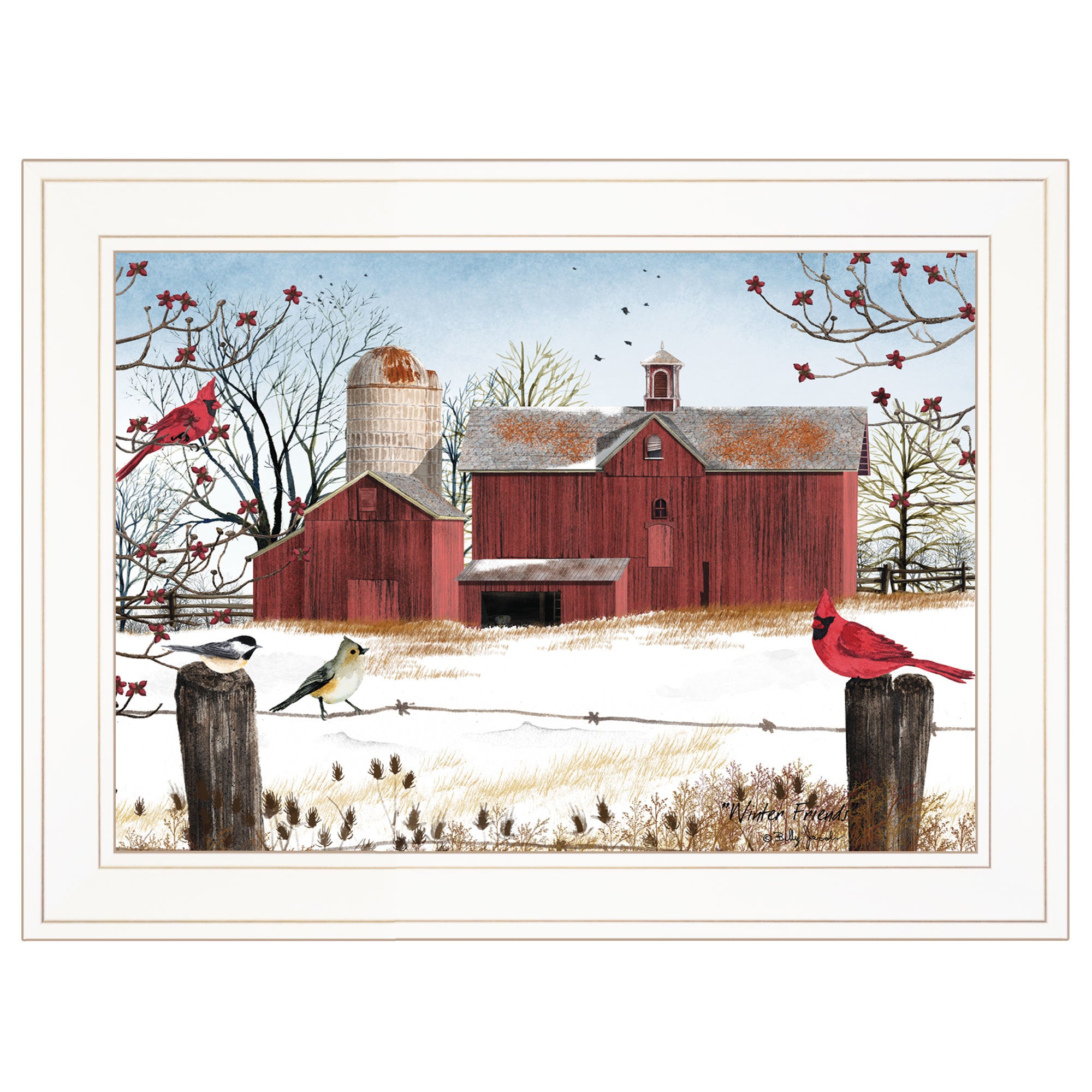 "Winter Friends" by Billy Jacobs, Ready to Hang Framed Print, White Frame