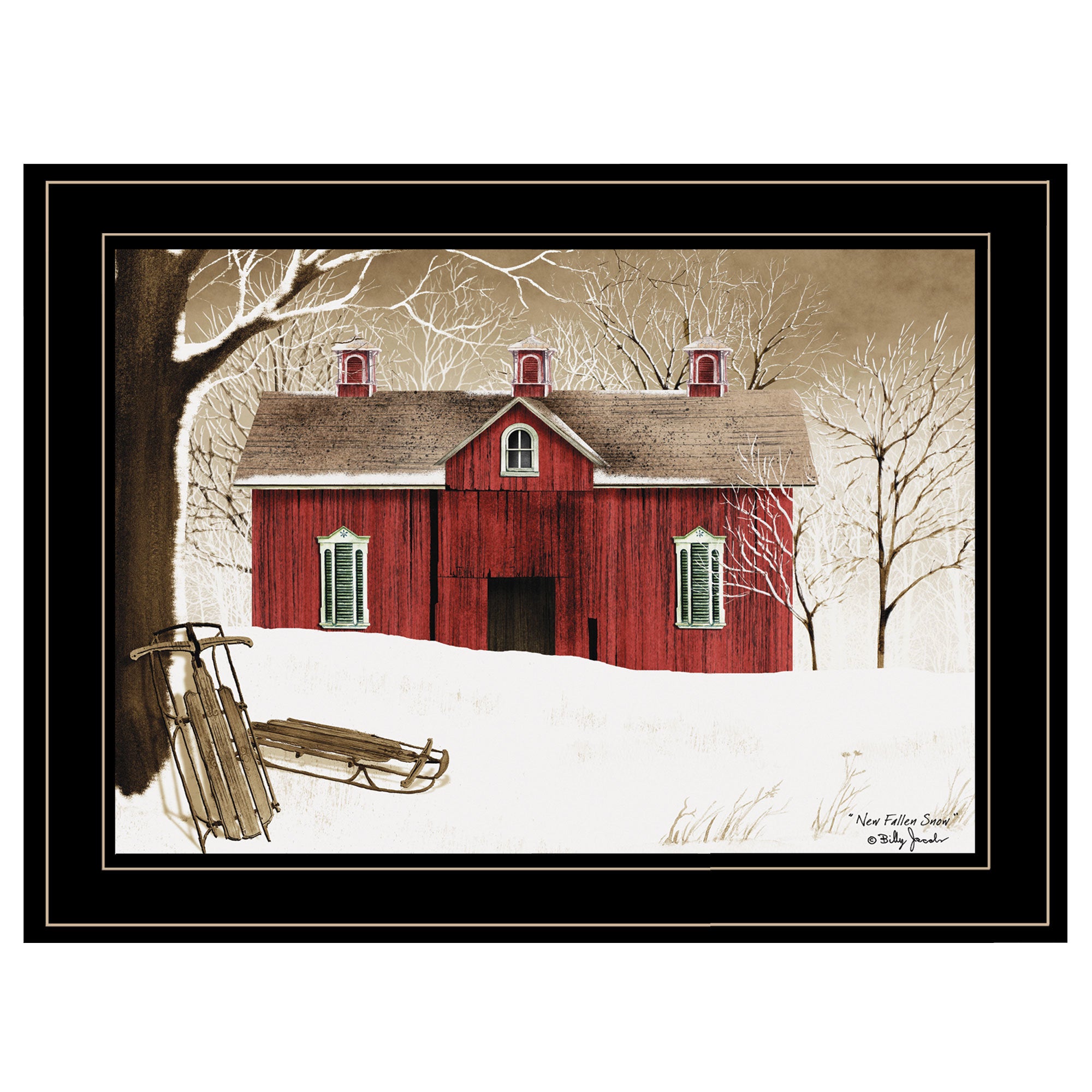 "New Fallen Snow" by Billy Jacobs, Ready to Hang Framed Print, Black Frame