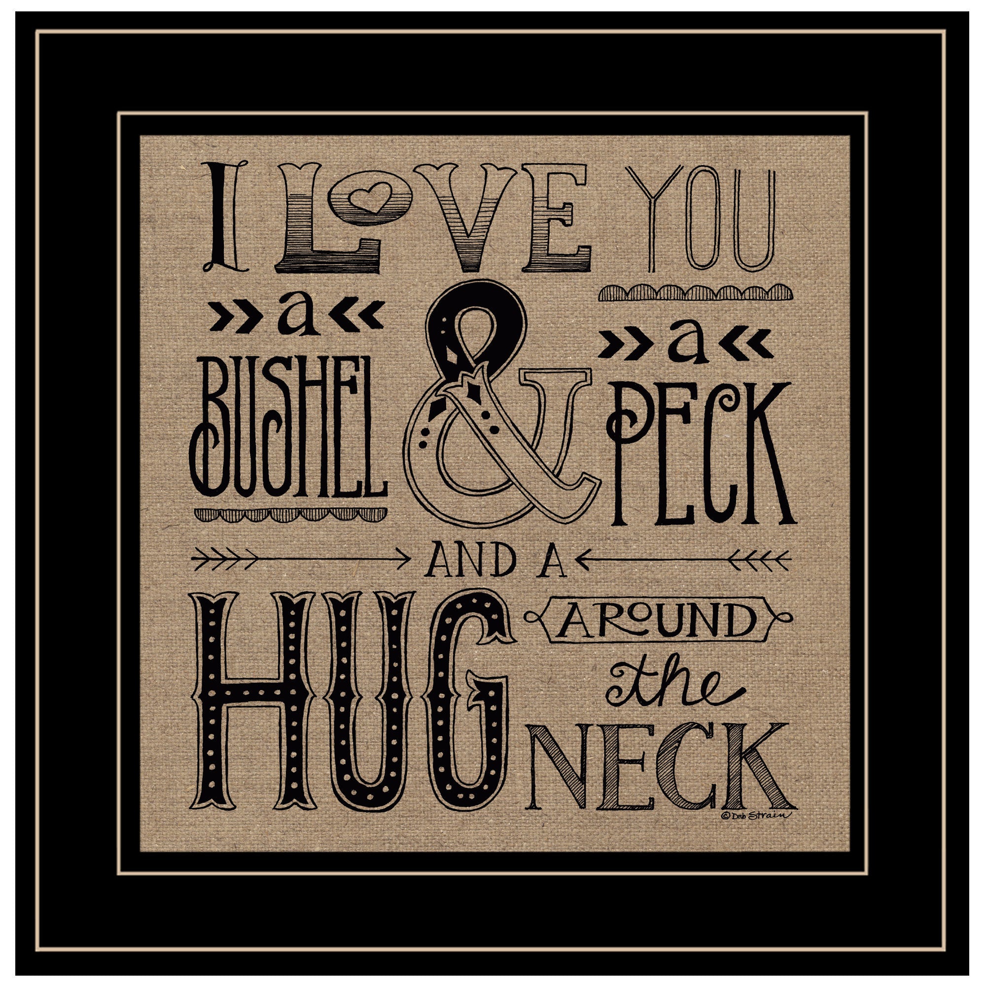 "Hugs Around the Neck" by Deb Strain, Ready to Hang Framed Print, Black Frame