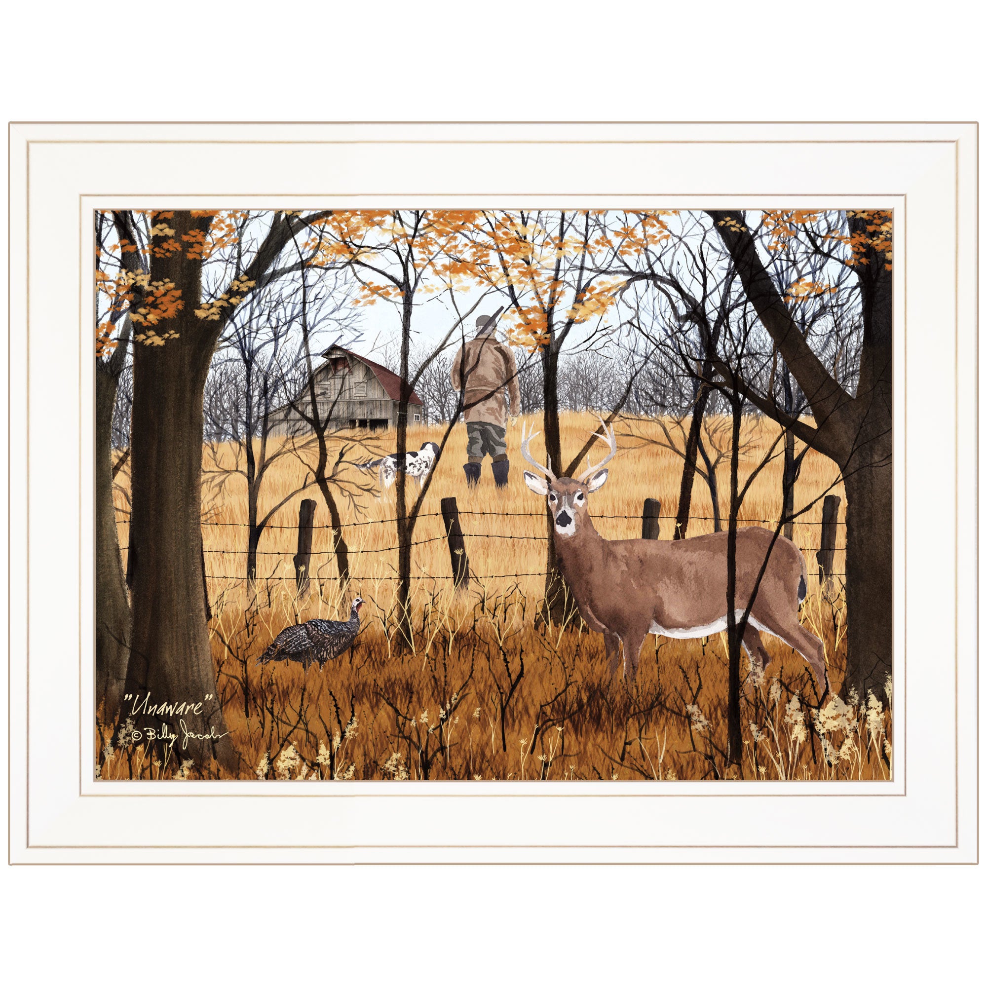 "Unaware" By Billy Jacobs, Ready to Hang Framed Print, White Frame