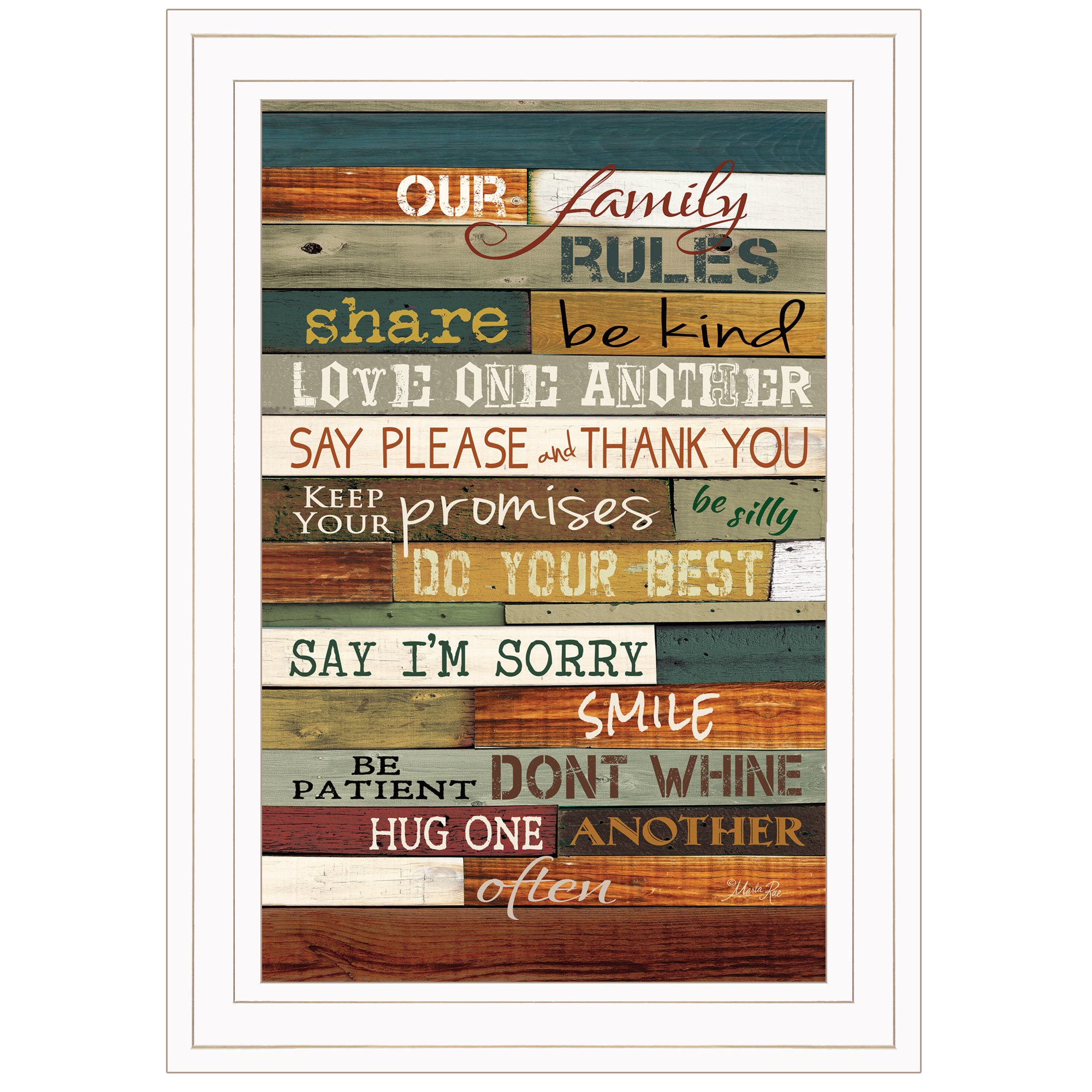 "Our Family Rules" By Marla Rae, Ready to Hang Framed Print, White Frame