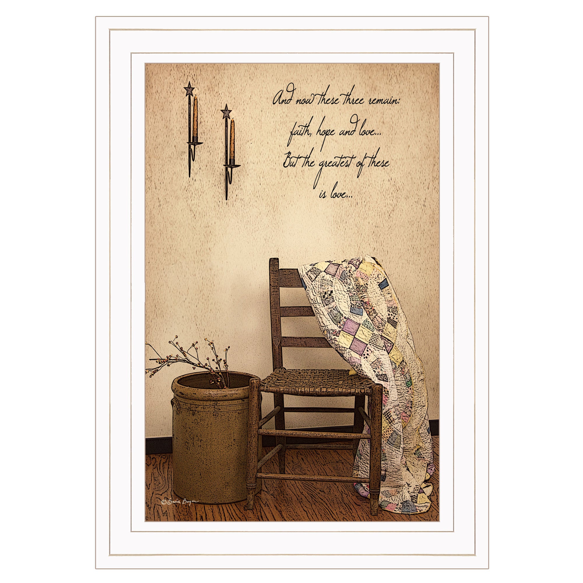 "These Three Remain" By Susan Boyer, Ready to Hang Framed Print, White Frame