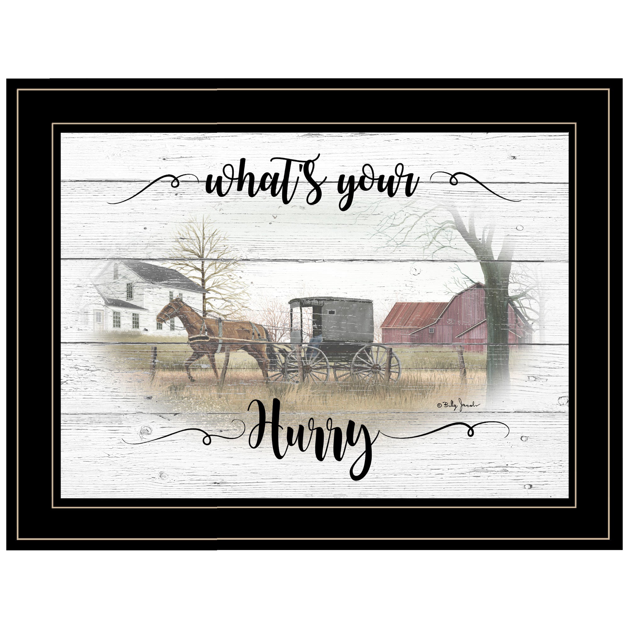 "What's Your Hurry" By Billy Jacobs, Ready to Hang Framed Print, Black Frame