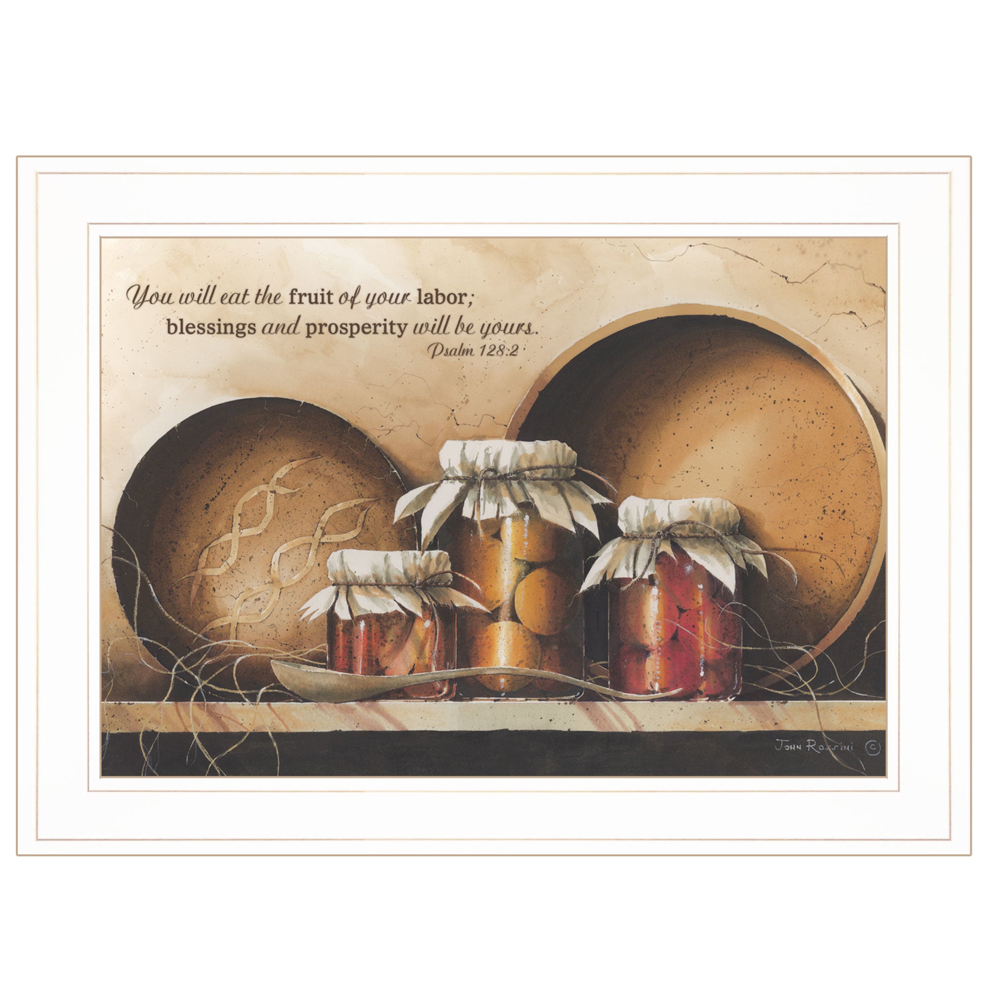 "Blessings and Prosperity" By John Rossini, Ready to Hang Framed Print, White Frame