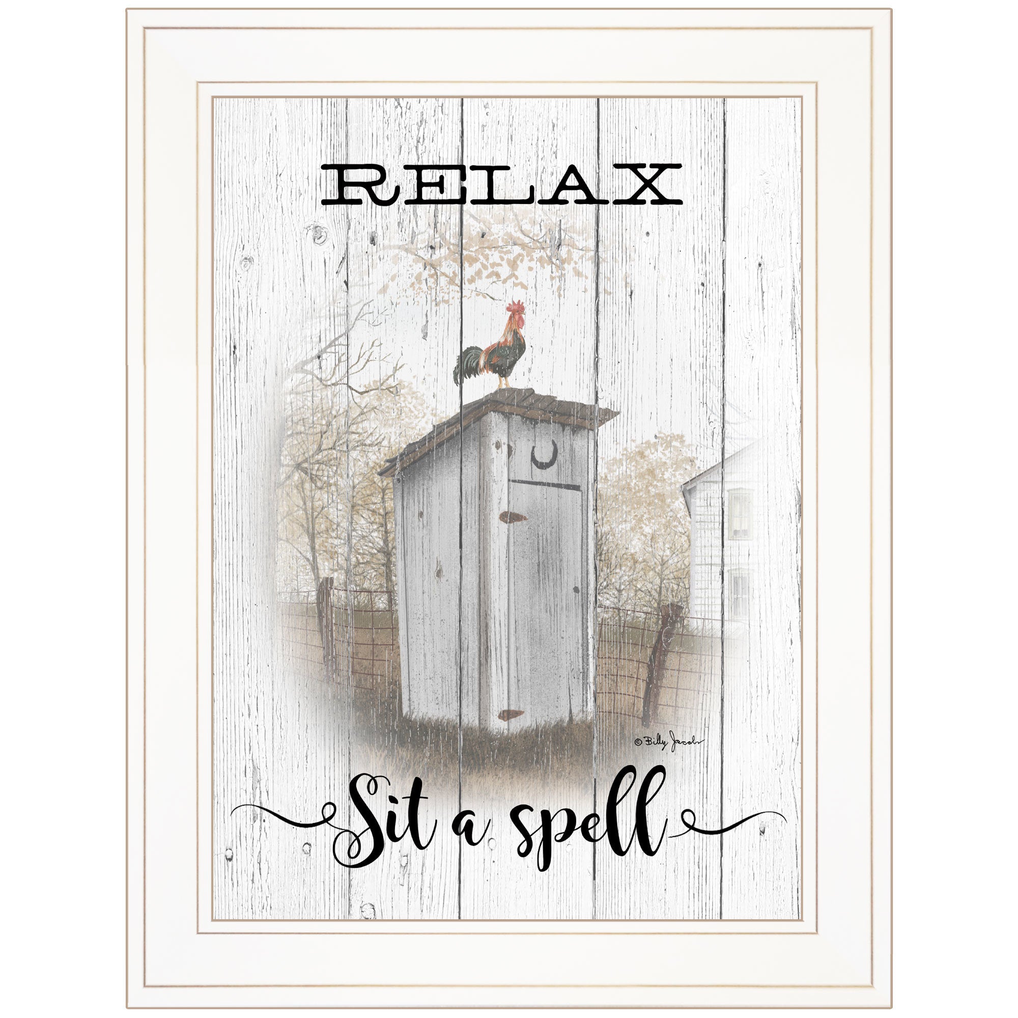 "Relax-Sit a Spell" By Billy Jacobs, Ready to Hang Framed Print, White Frame