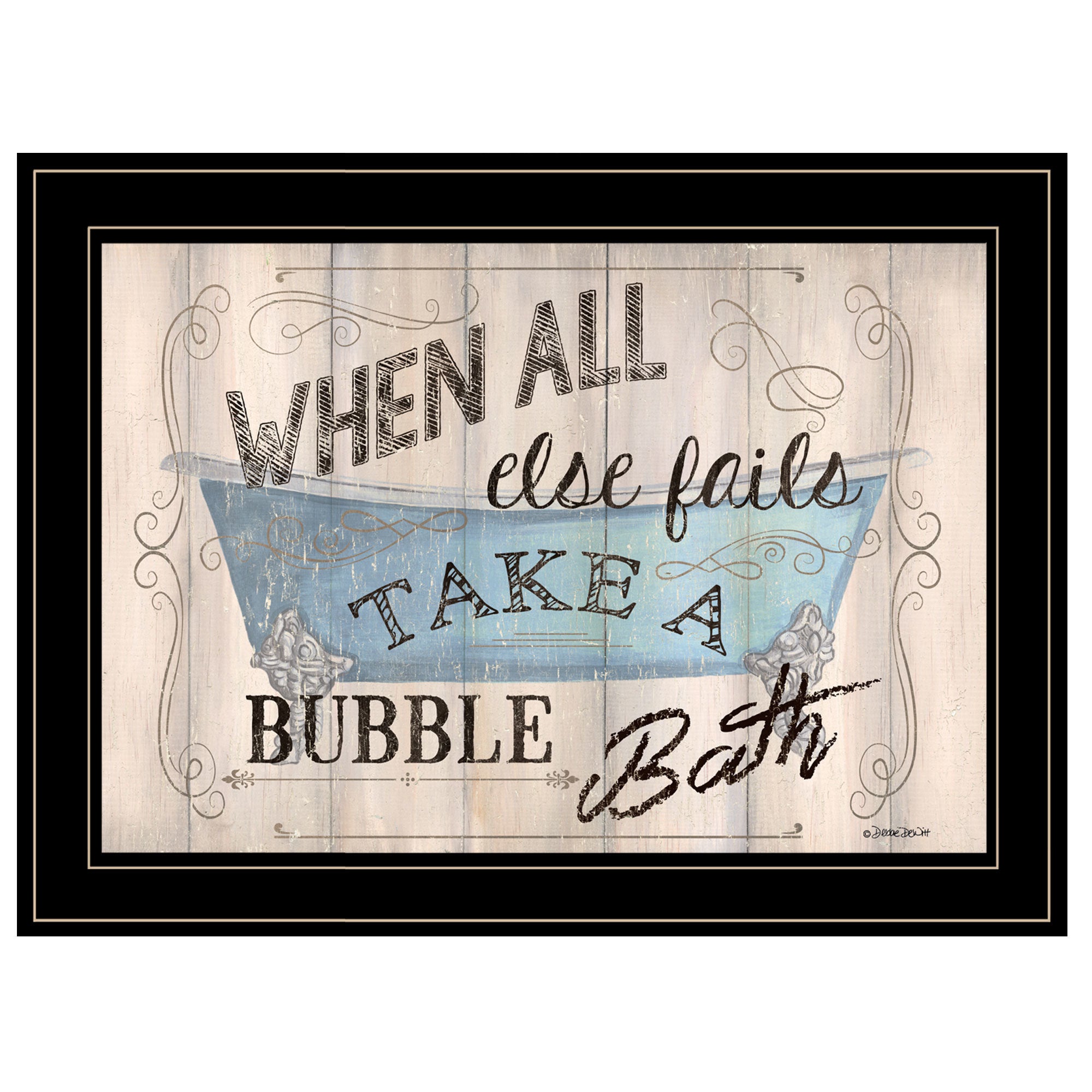 "Take A Bubble Bath" By Debbie DeWitt, Ready to Hang Framed Print, Black Frame