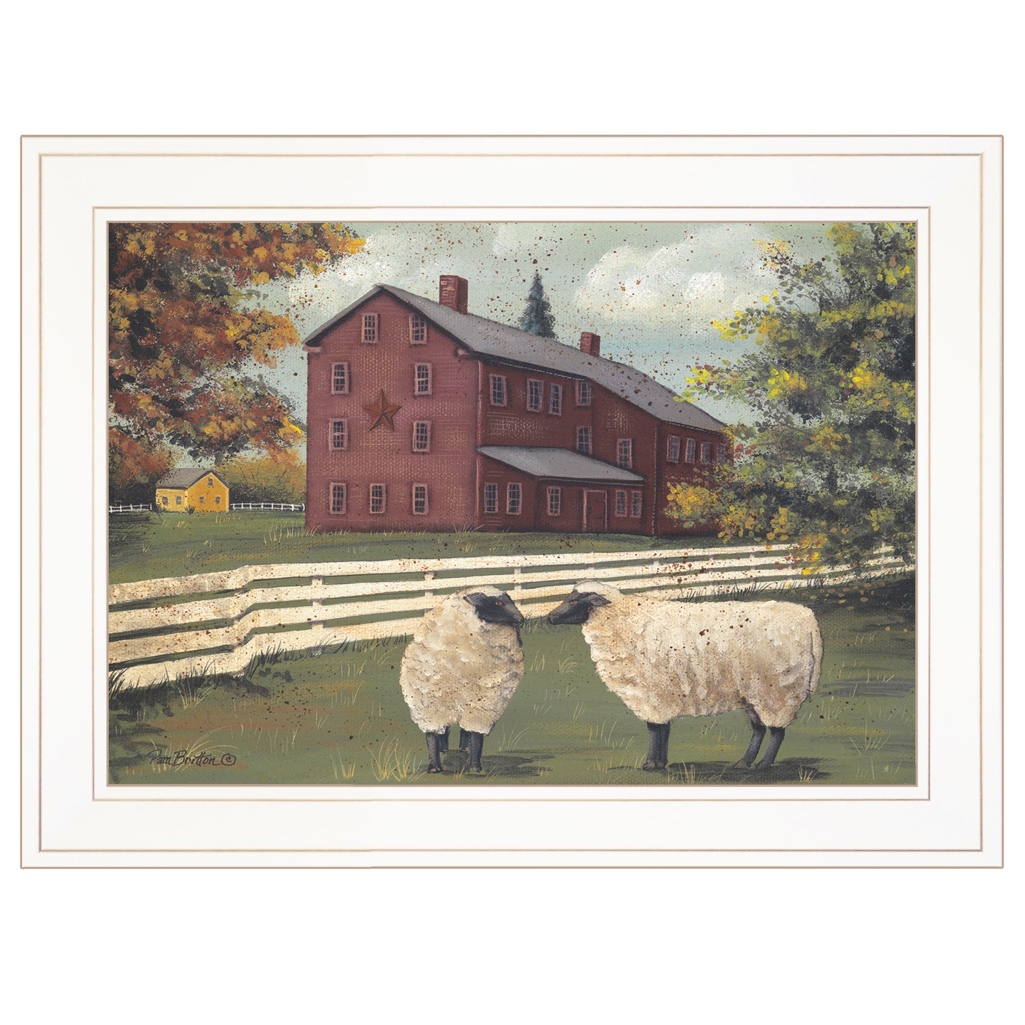 "Hancock Sheep" By Pam Britton, Ready to Hang Framed Print, White Frame
