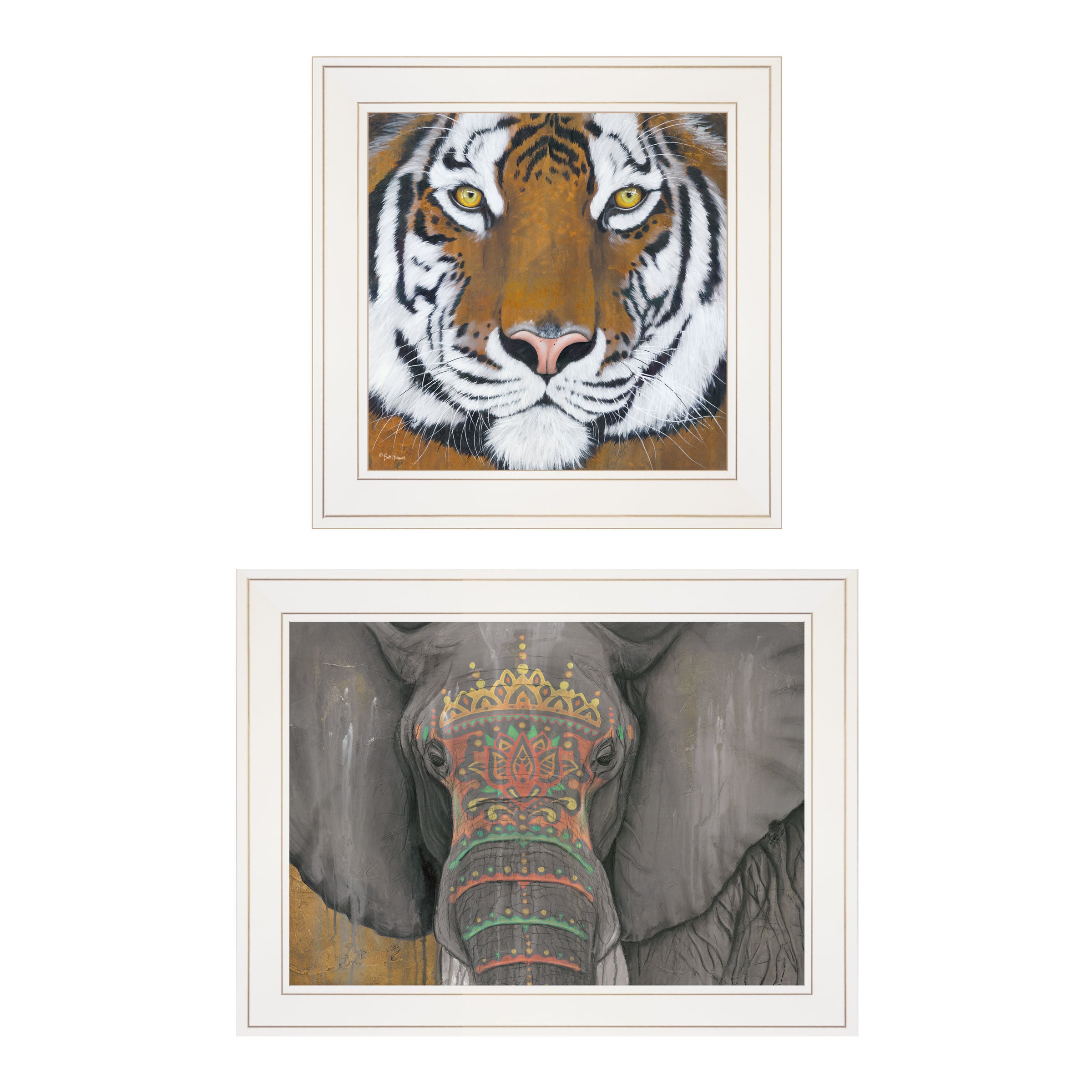 "Wildlife II" 2-Piece Vignette by Britt Hallowell, White Frame