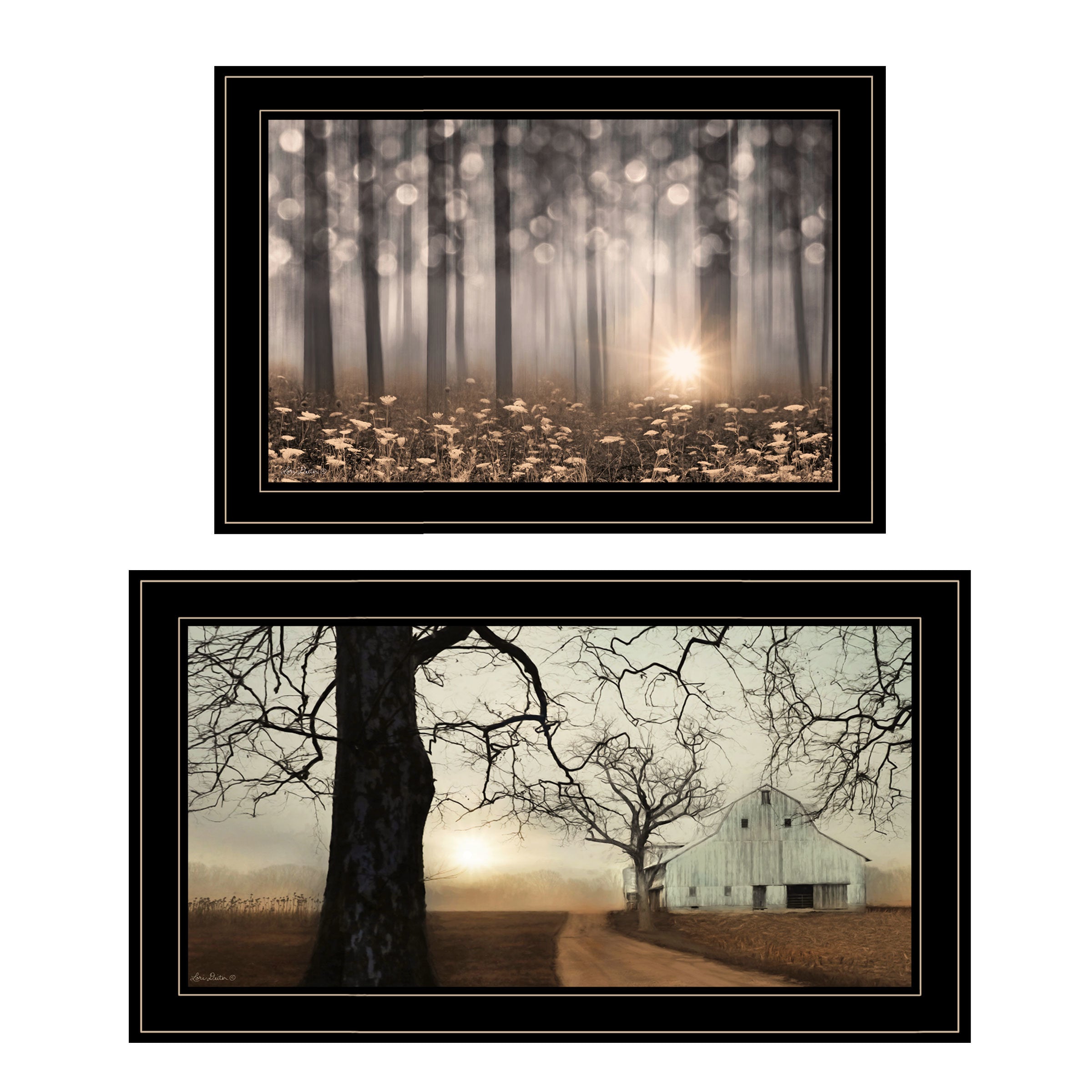 "Enchanted Sunrise" 2-Piece Vignette by Lori Deiter, Black Frame