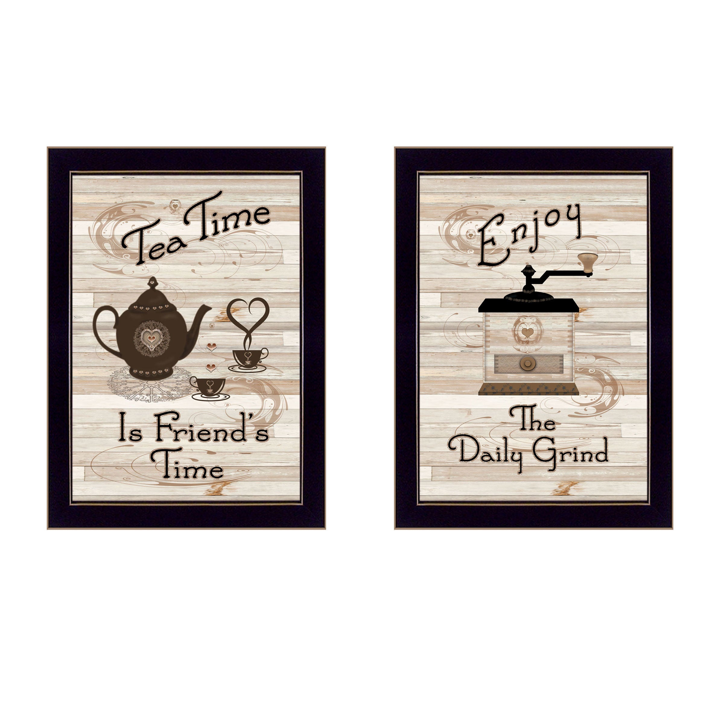 "Enjoy Tea Time" 2-Piece Vignette by Millwork Engineering, Black Frame