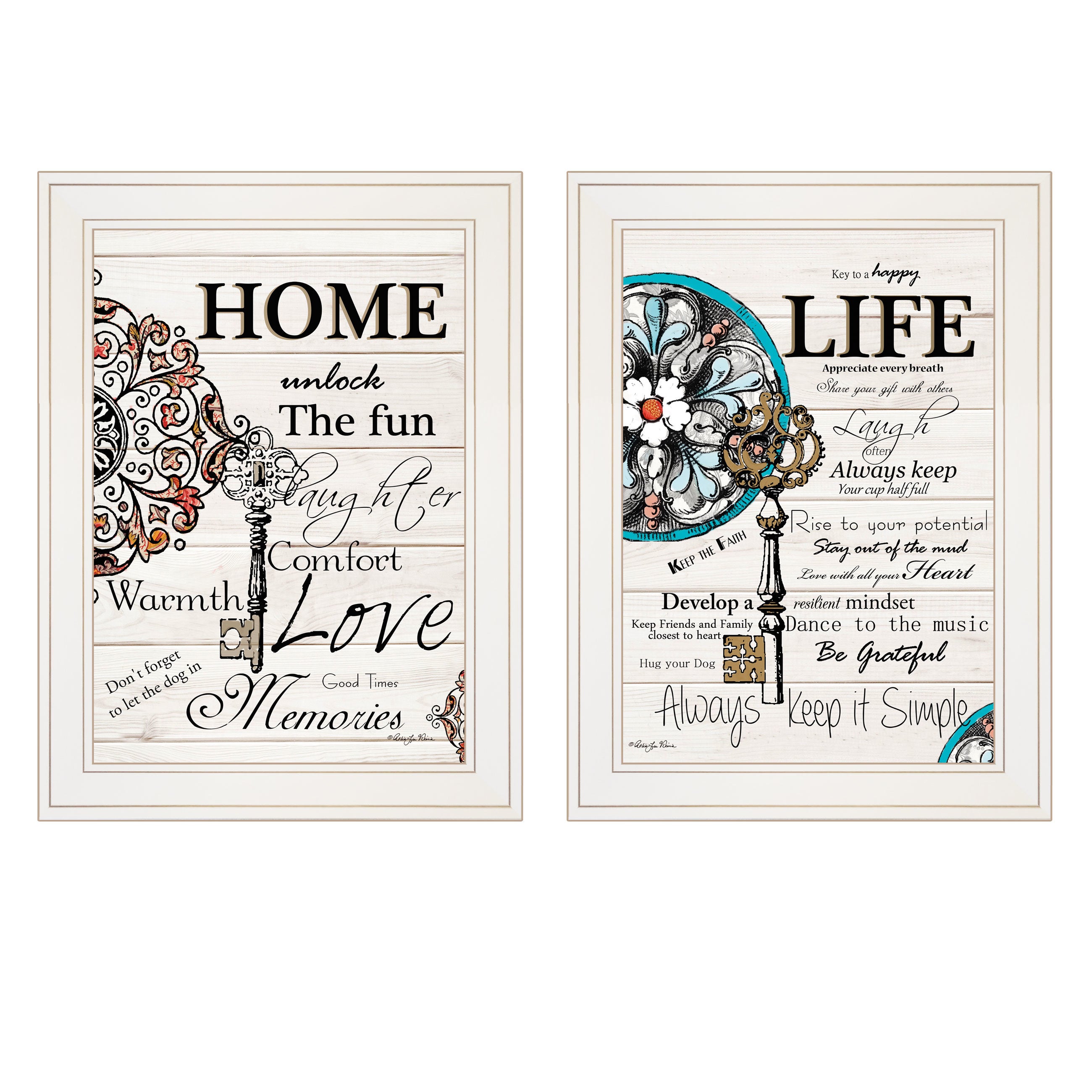 "Life / Home" 2-Piece Vignette by Robin-Lee Vieira, White Frame