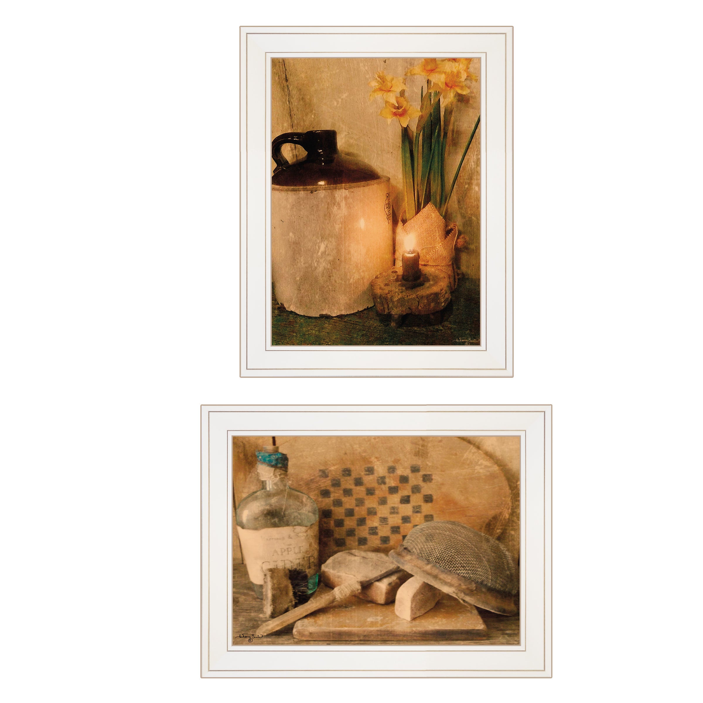 "Daffodils & Cider" 2-Piece Vignette by Anthony Smith, White Frame