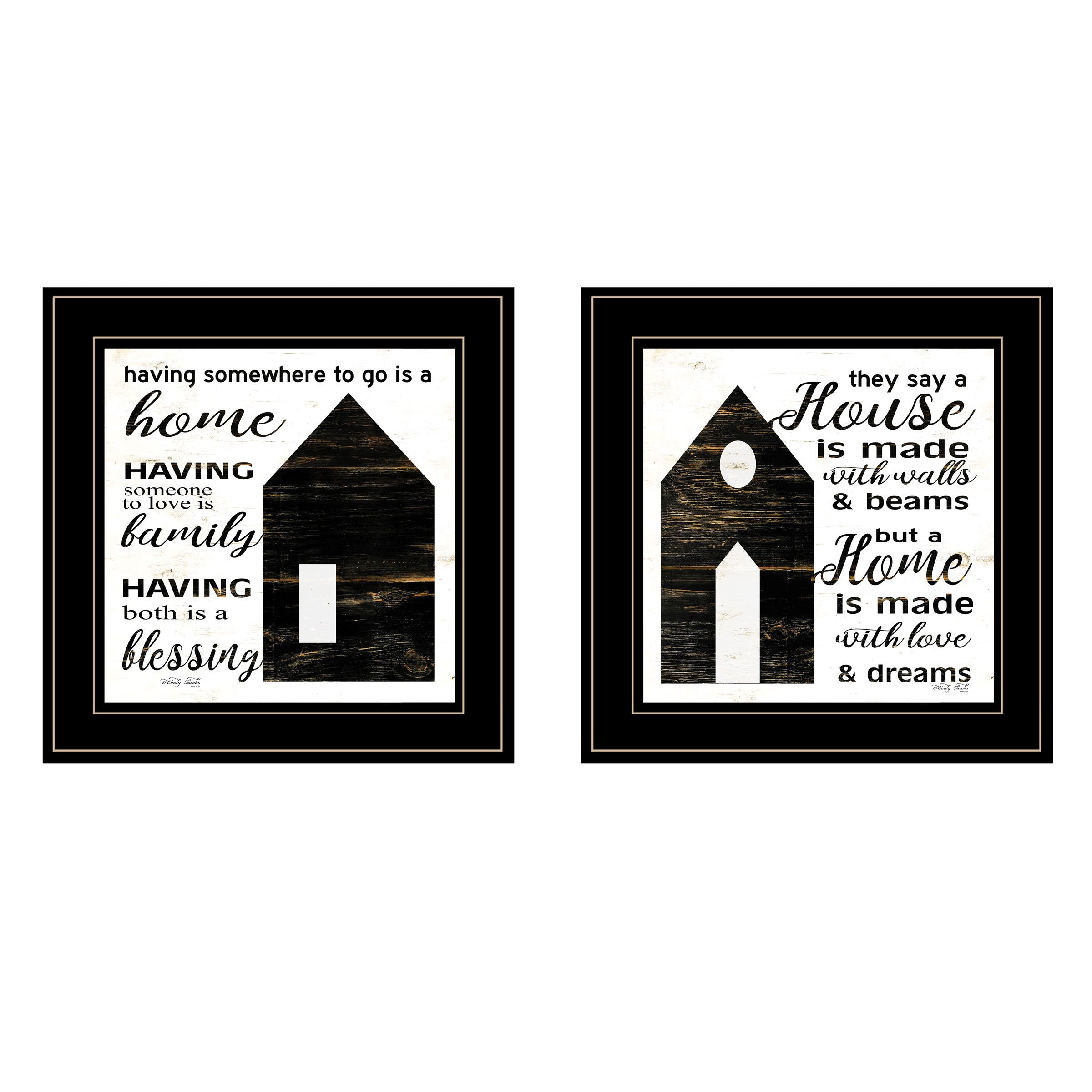 "House/Blessing" 2-Piece Vignette by Cindy Jacobs, Black Frame