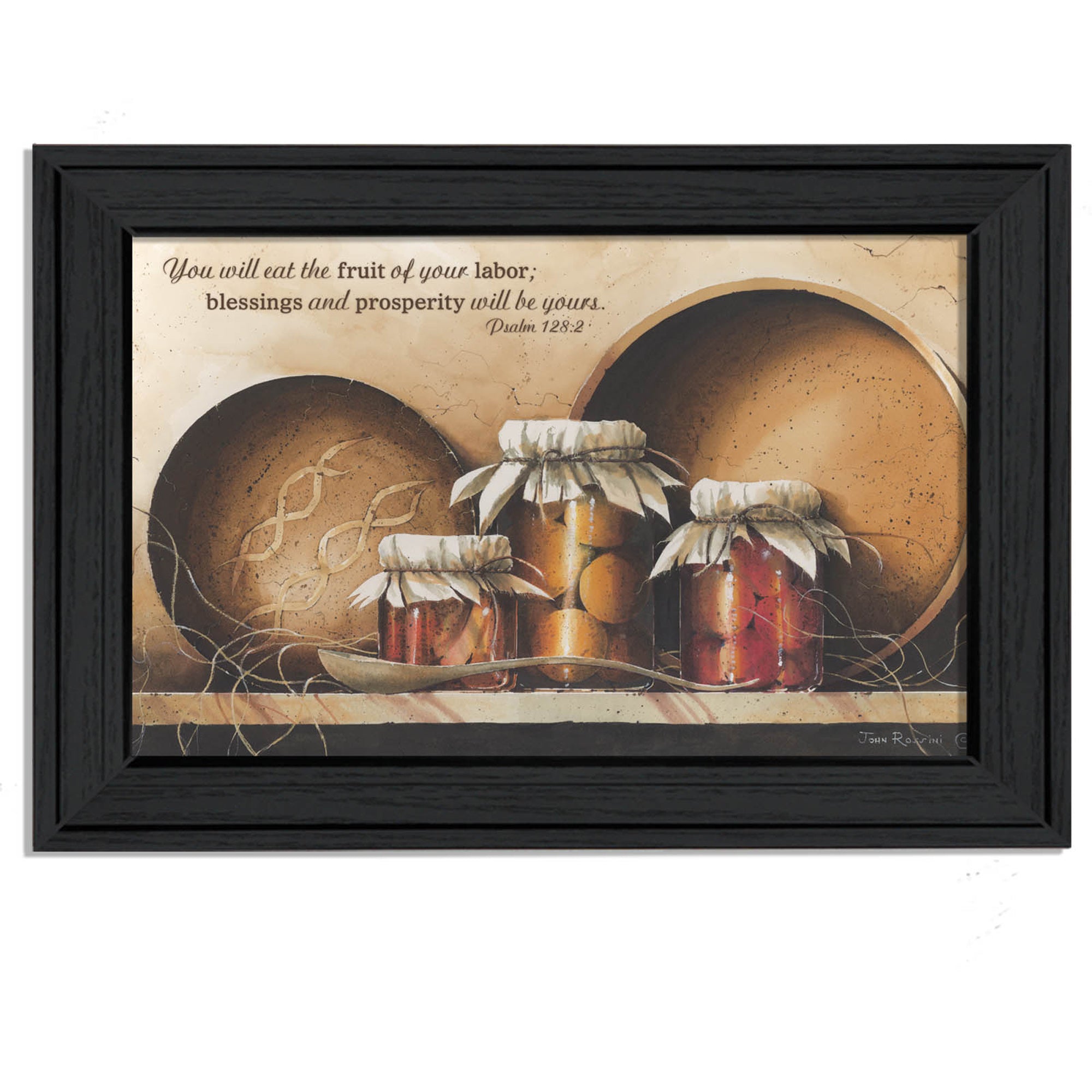 "Blessings and Prosperity" By John Rossini, Printed Wall Art, Ready To Hang Framed Poster, Black Frame